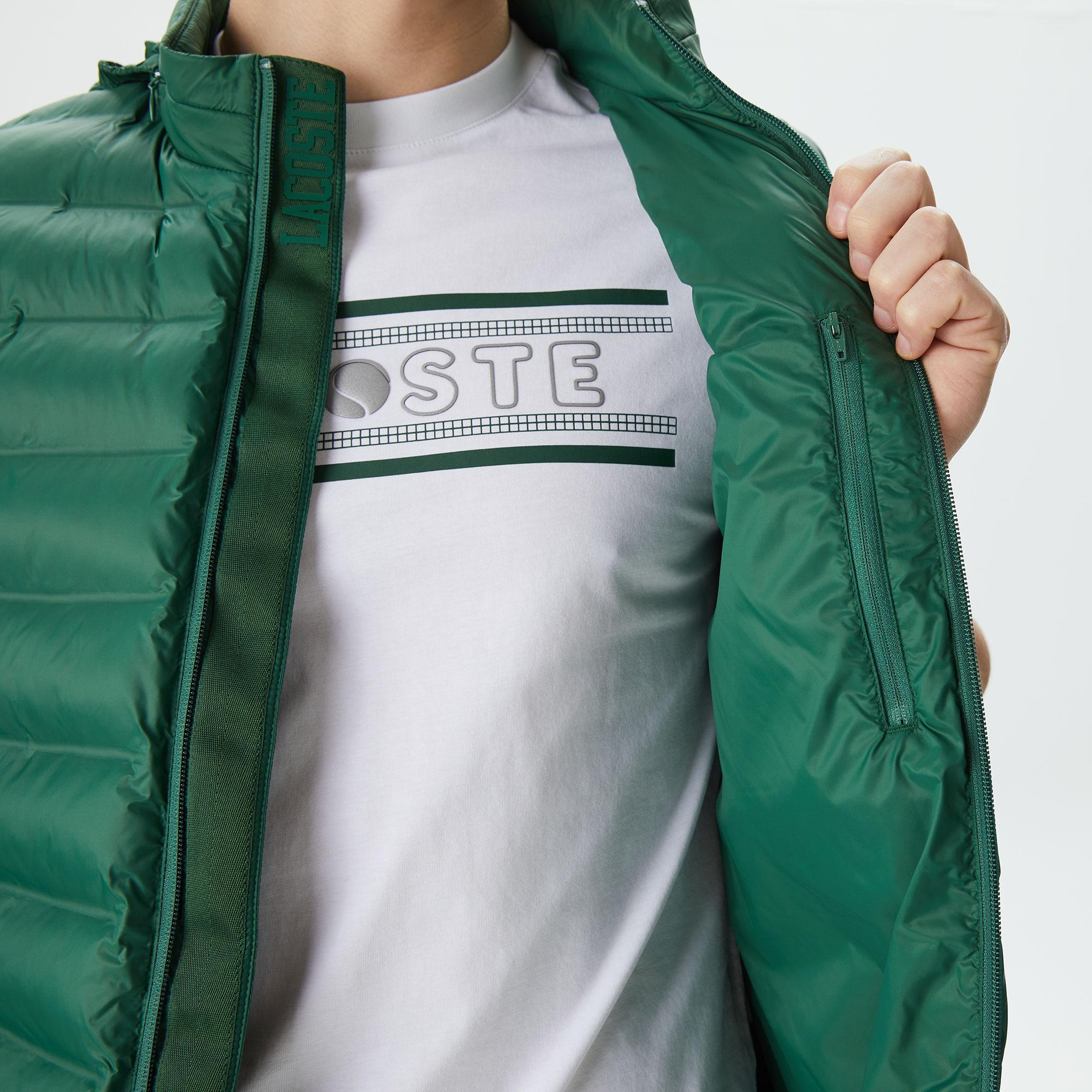 Erkek Slim Fit Kapüşonlu Yeşil Yelek
