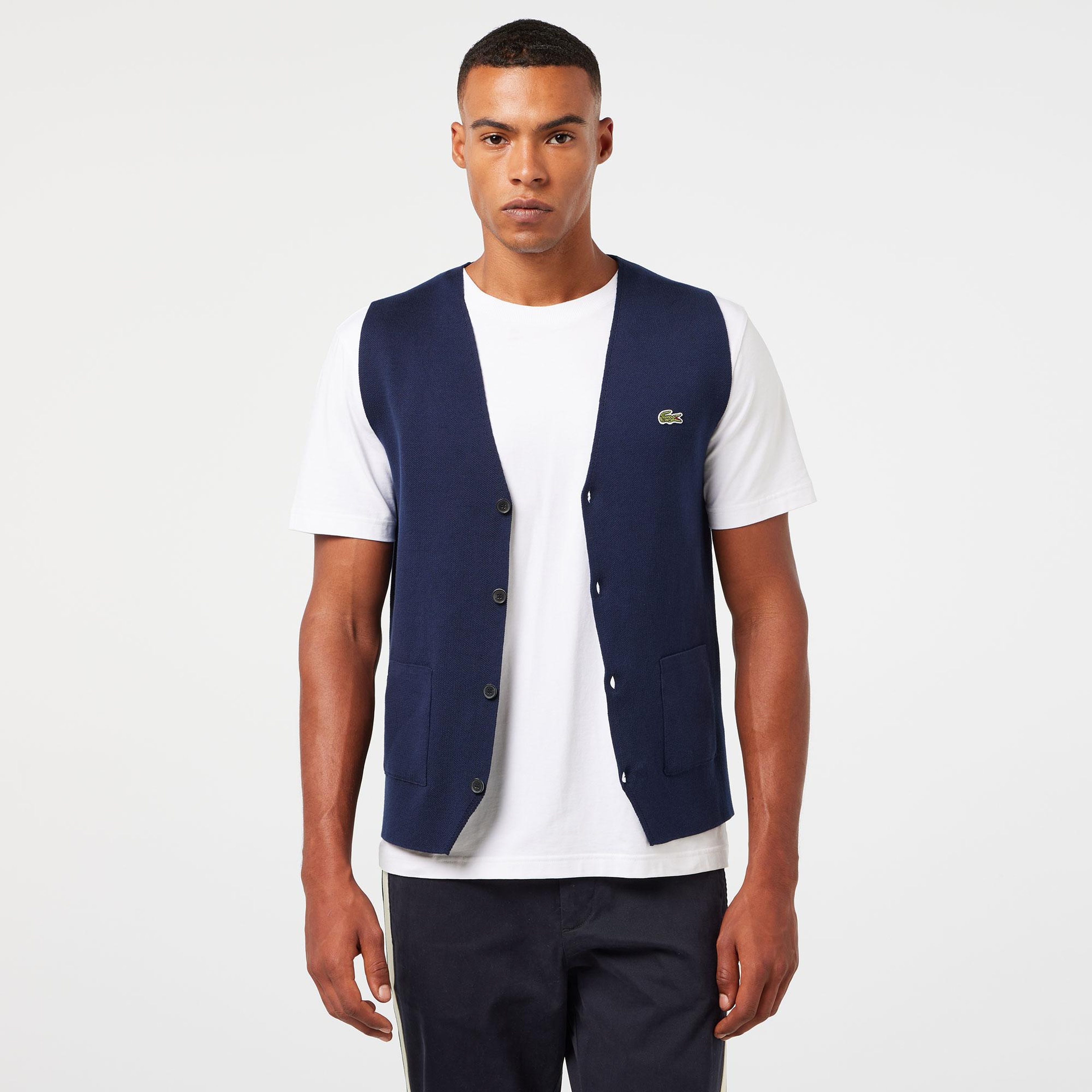 Erkek Classic Fit Lacivert Triko Yelek