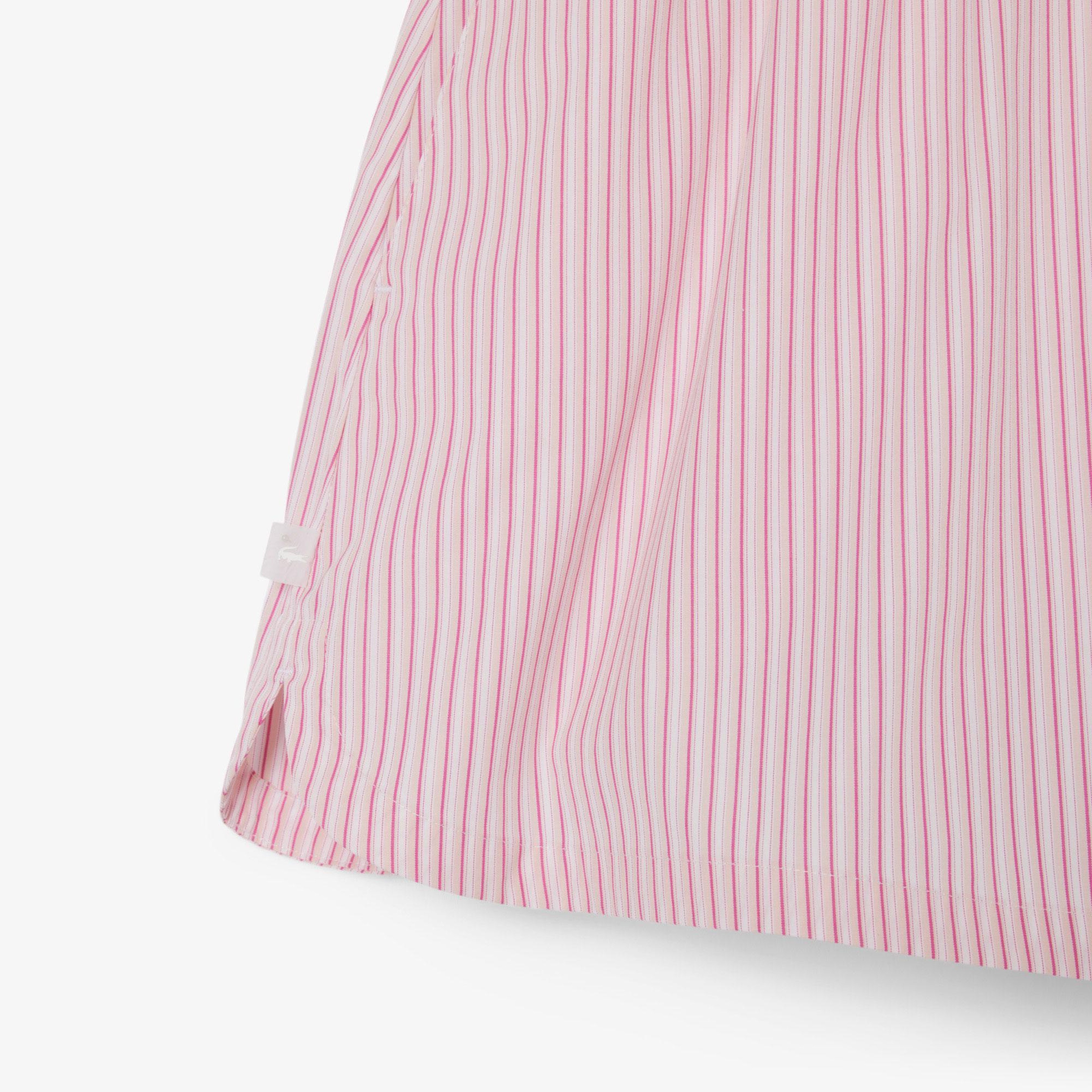 Lacoste Kadın Loose Fit Çizgili Pembe Şort