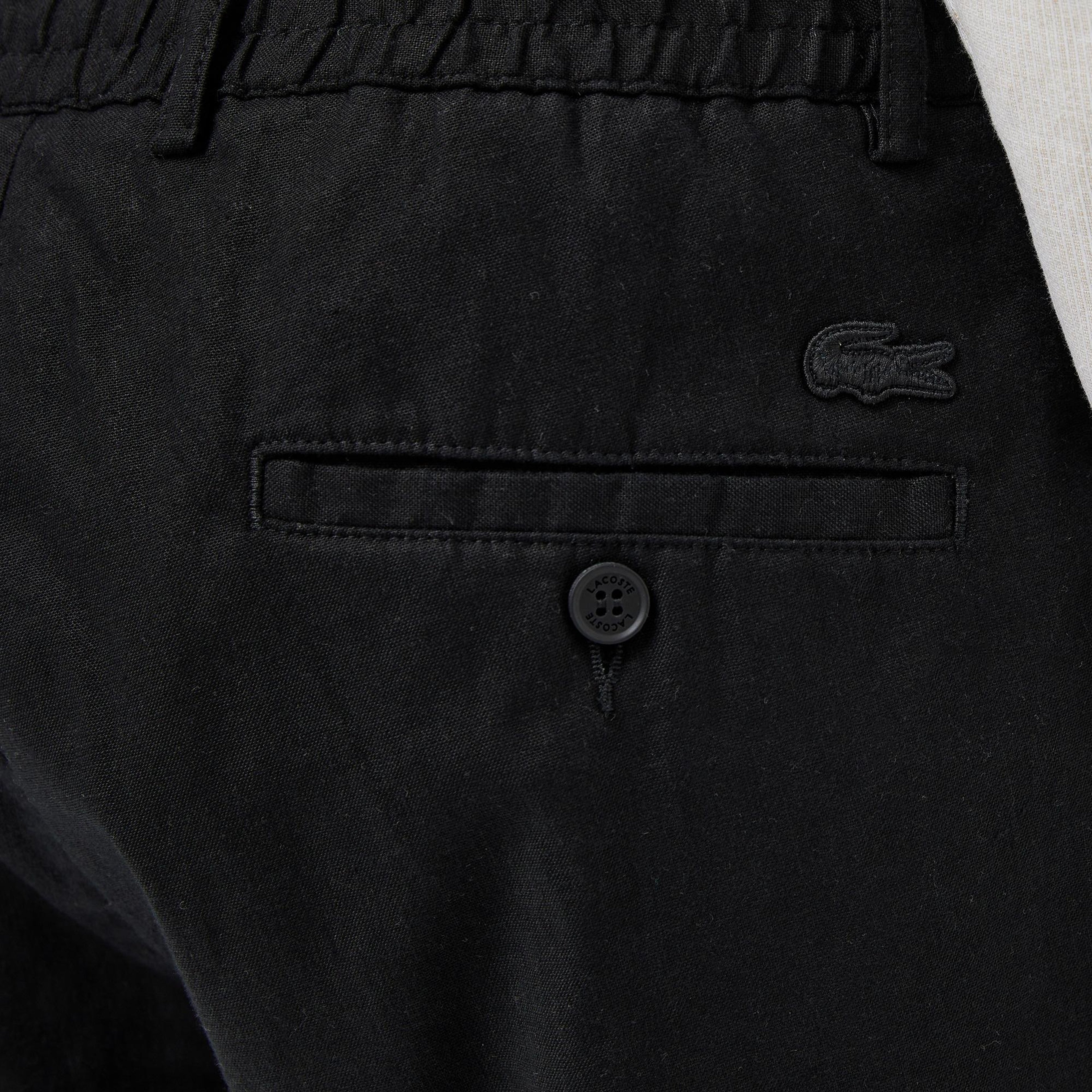 Lacoste Erkek Regular Fit Keten Siyah Bermuda Şort