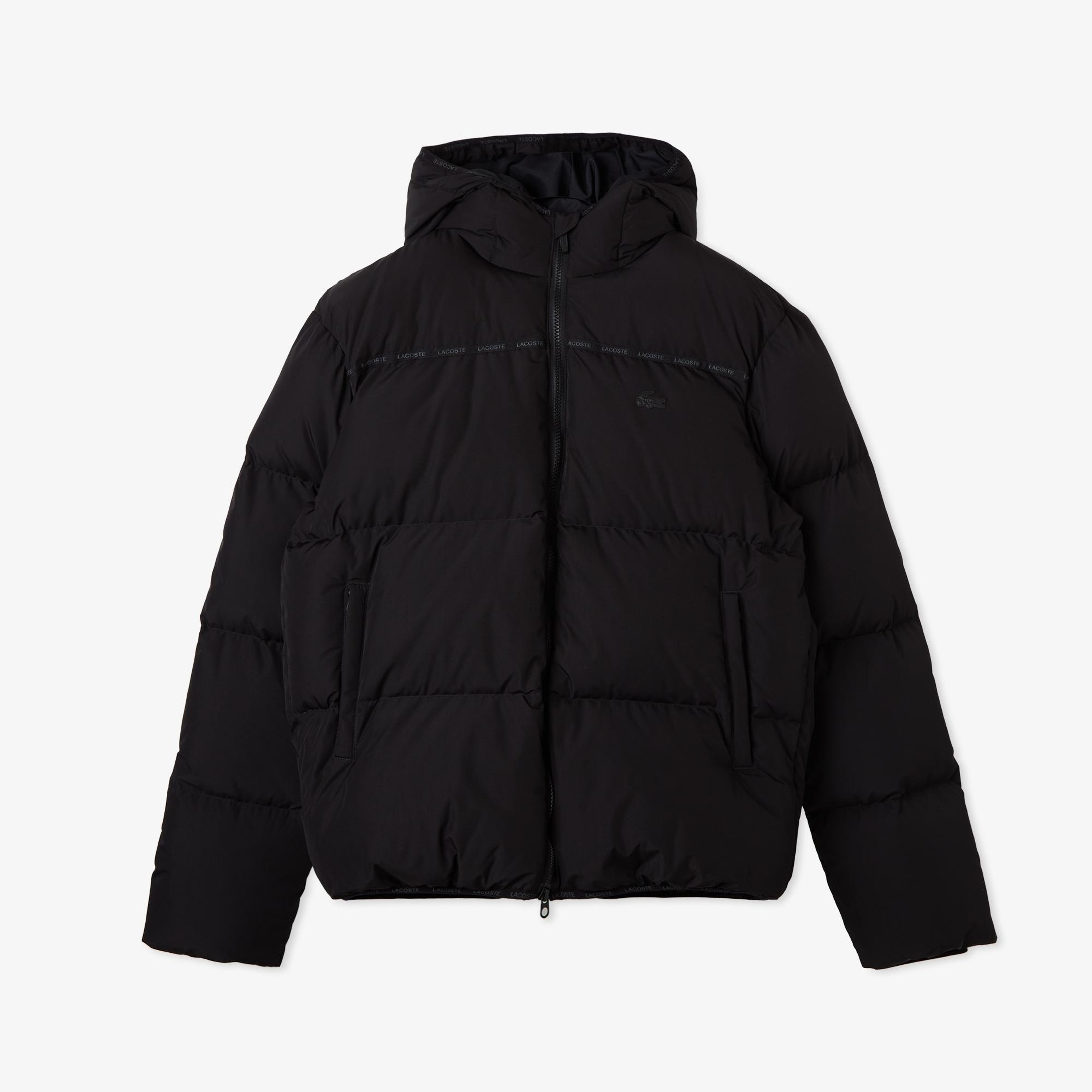 Lacoste Erkek Relaxed Fit Kapüşonlu Siyah Mont