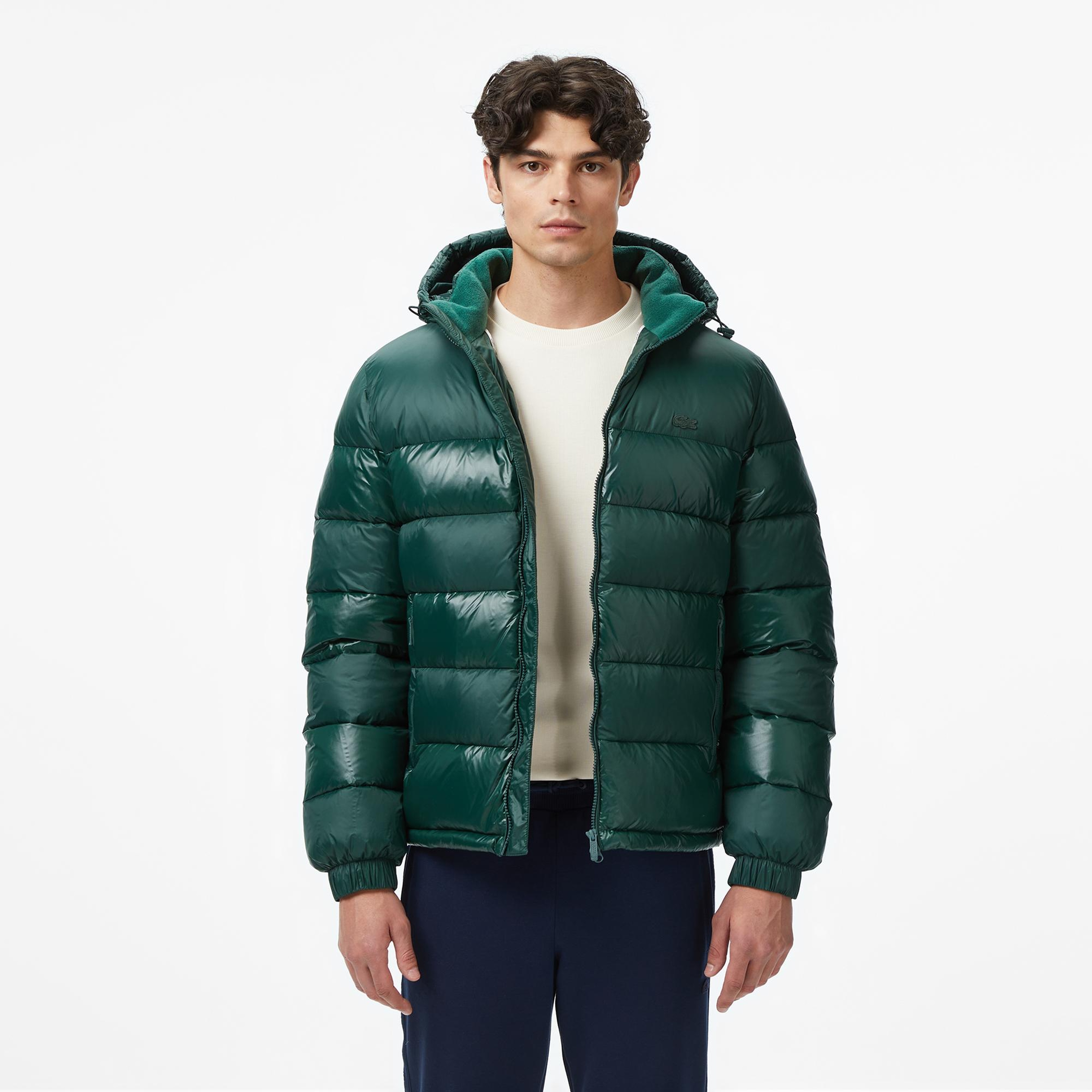 Lacoste Erkek Relaxed Fit Kapüşonlu Koyu Yeşil Mont
