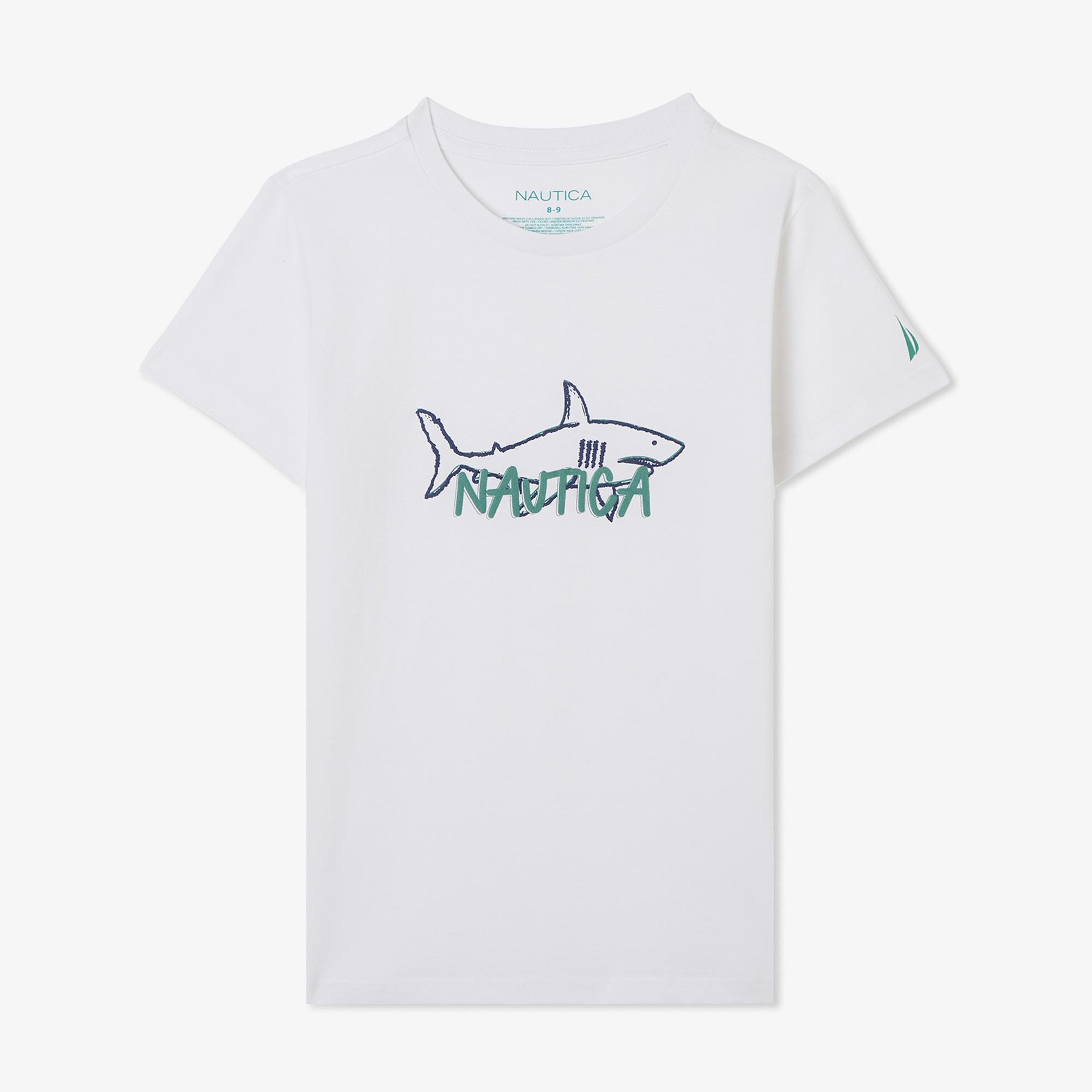 Nautica Erkek Çocuk Beyaz Regular Fit Baskılı T-Shirt