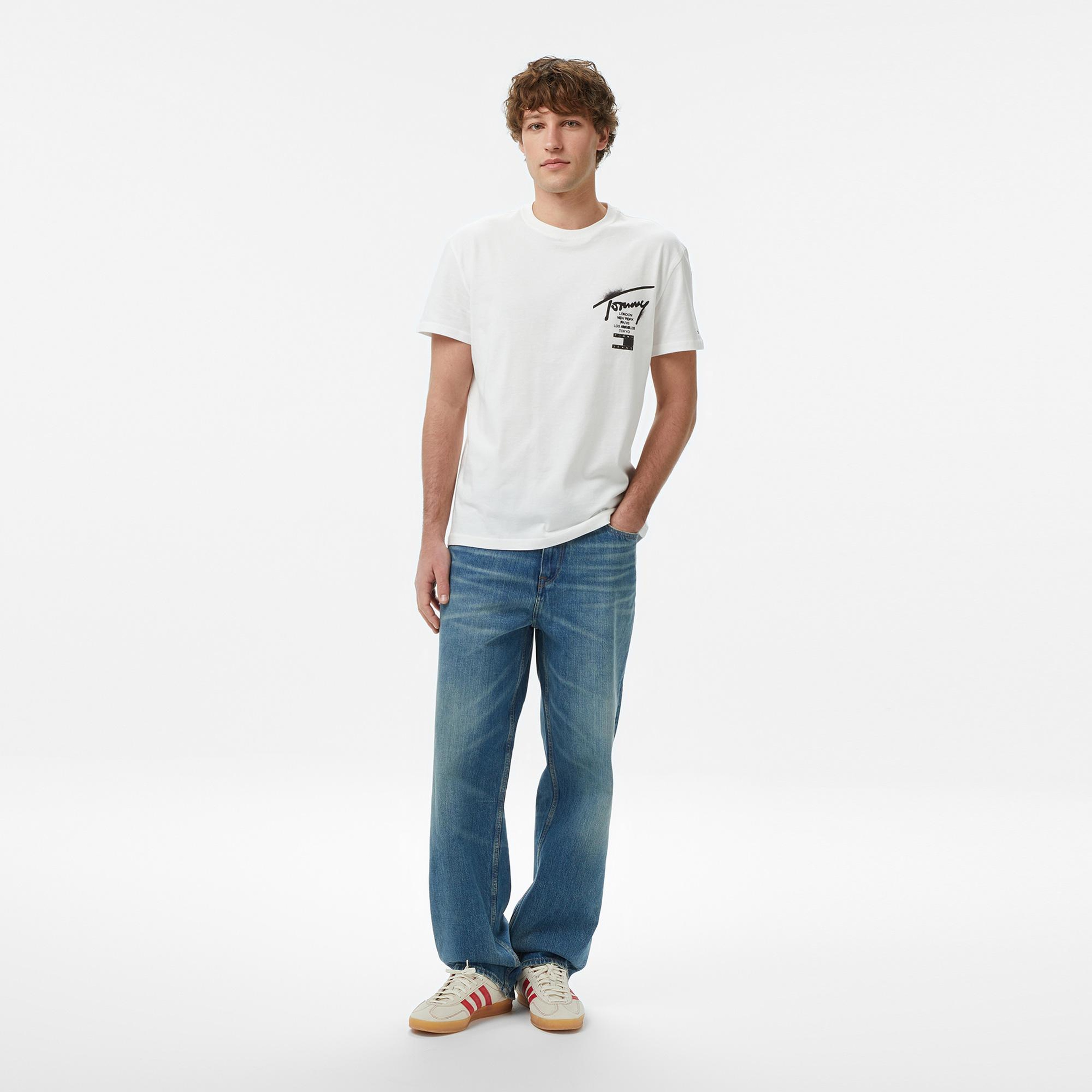 Tommy Hilfiger Regular City Sign Erkek Beyaz T-Shirt