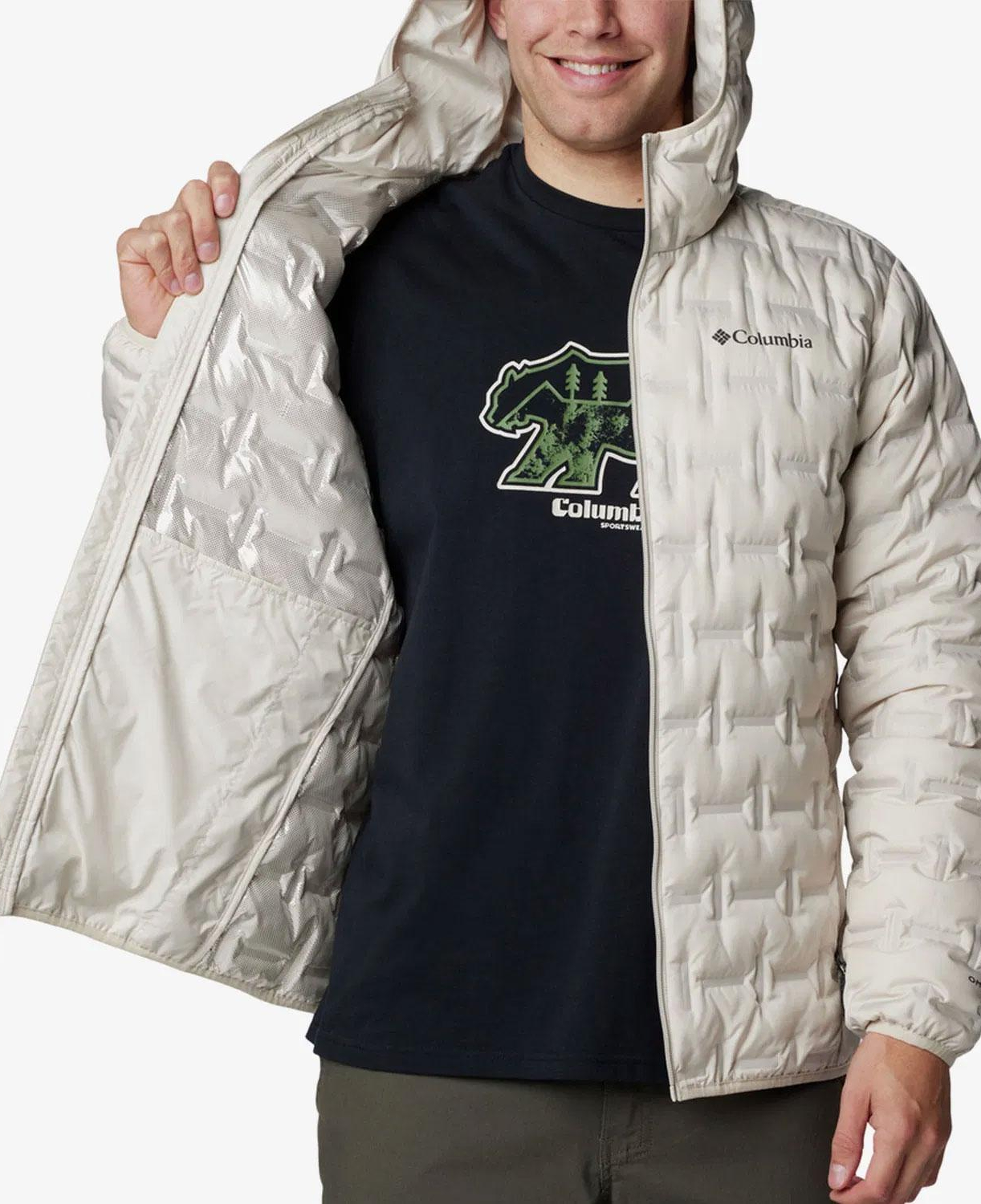 Columbia Delta Ridge II Down Hooded Erkek Krem Mont
