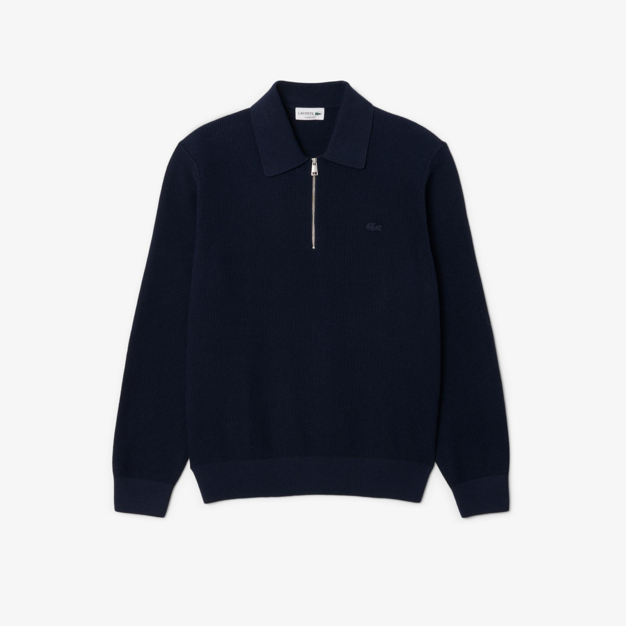 Erkek Classic Fit Yarım Fermuarlı Lacivert Kazak