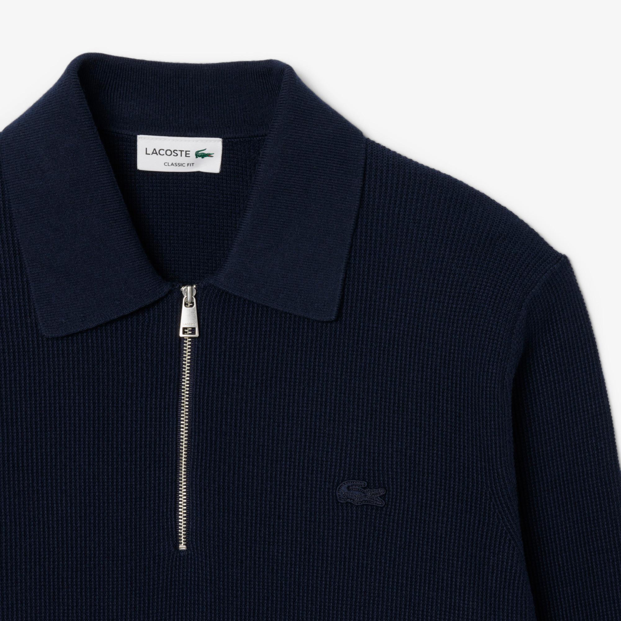 Erkek Classic Fit Yarım Fermuarlı Lacivert Kazak