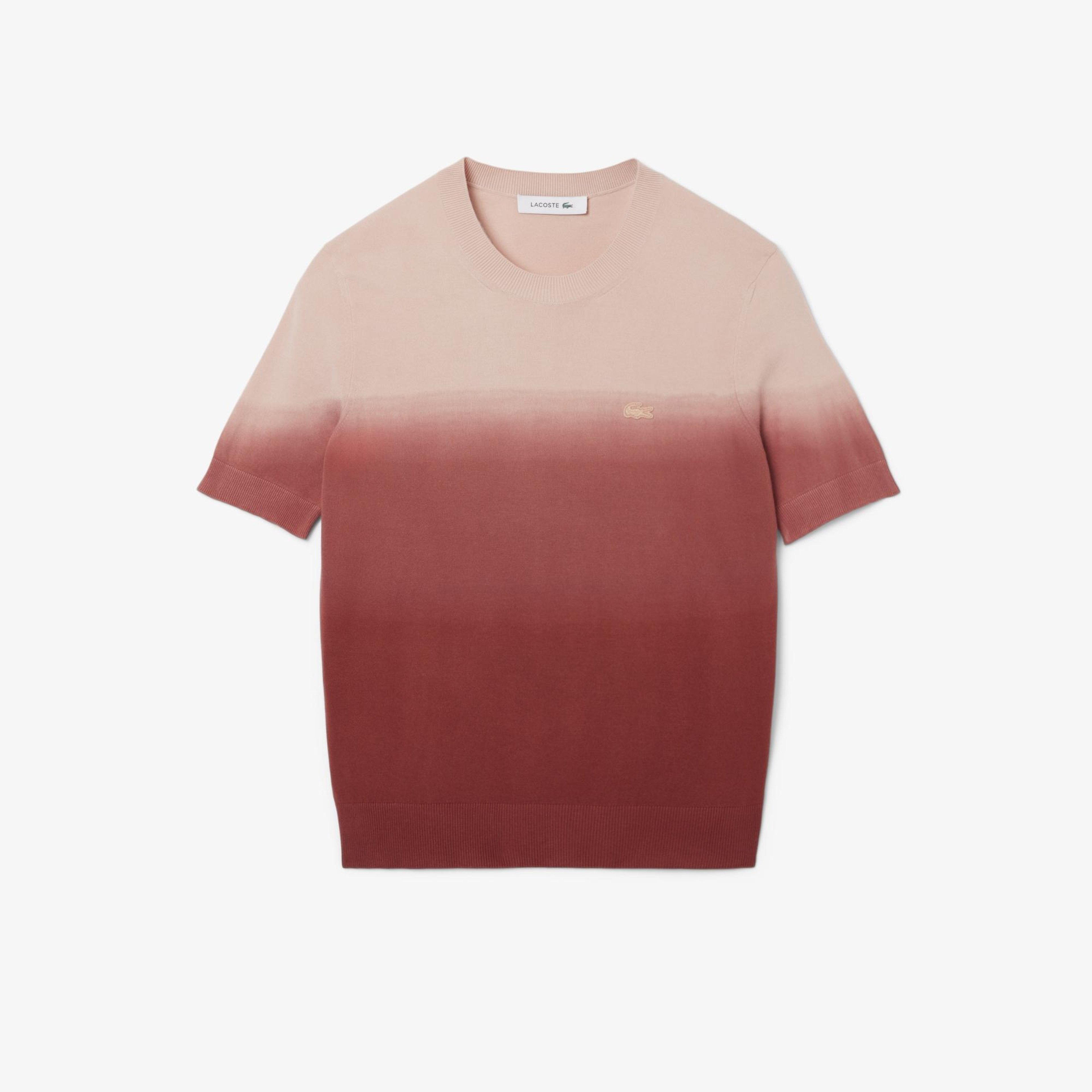 Kadın Classic Fit Kısa Kollu Bisiklet Yaka Renk Bloklu Pembe Triko