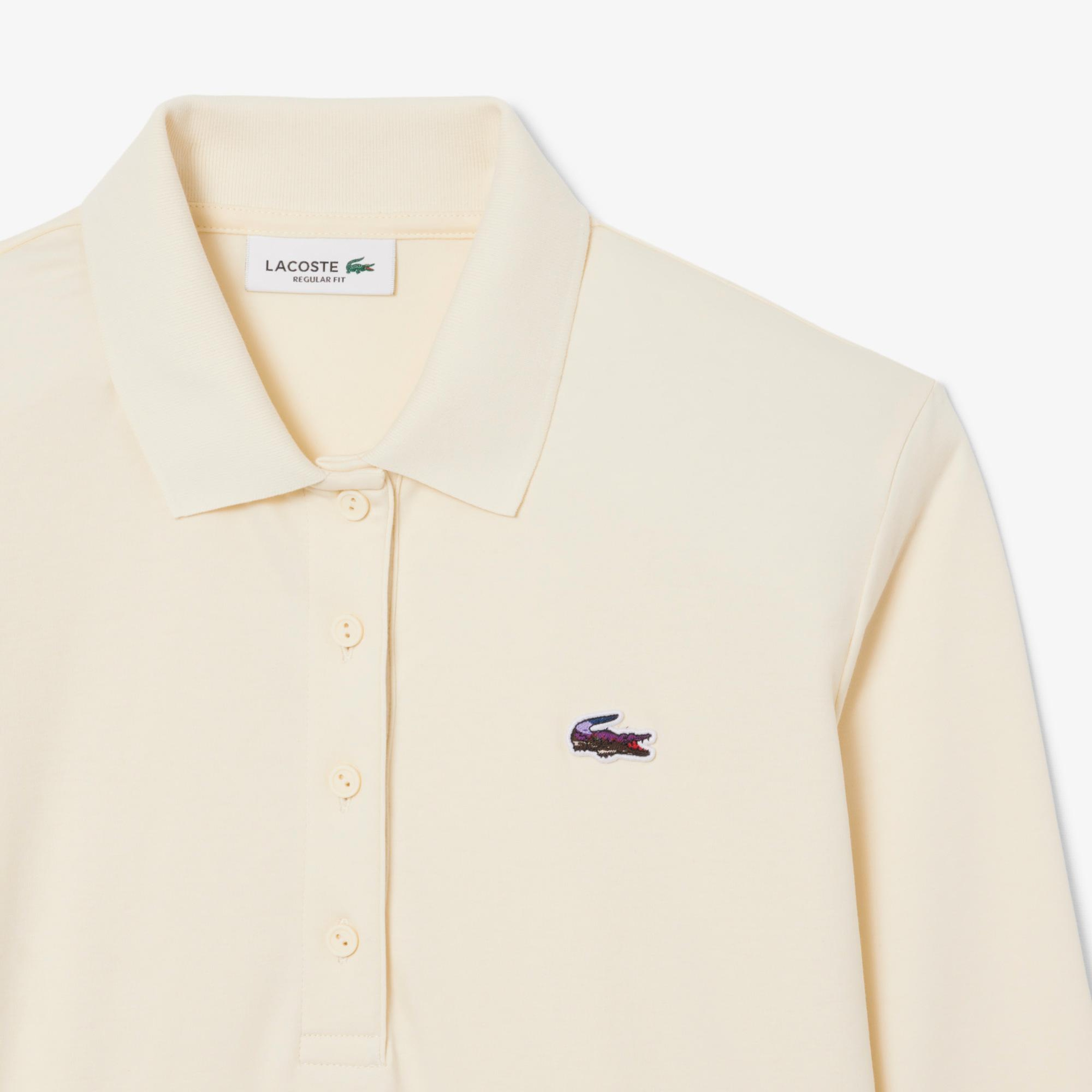 Kadın Regular Fit Uzun Kollu Krem Polo