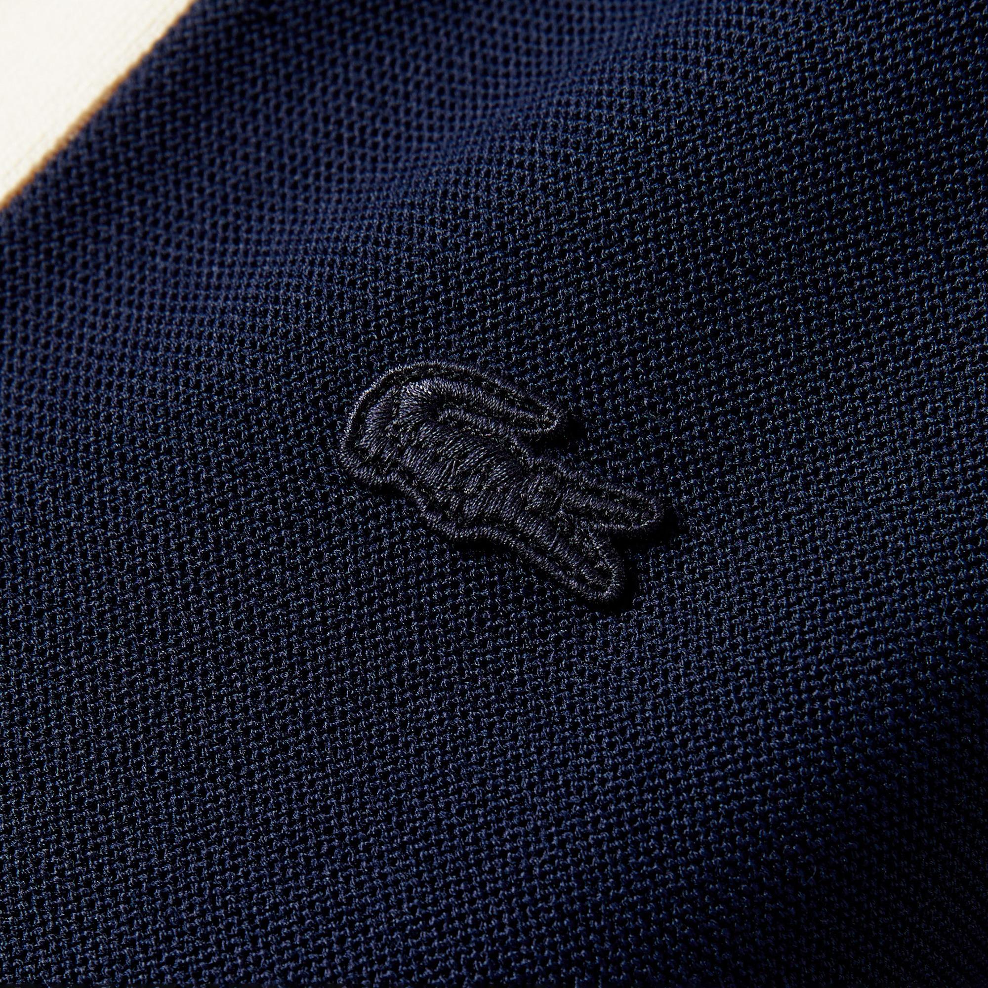 Kadın Regular Fit Polo Yaka Renk Bloklu Lacivert Triko