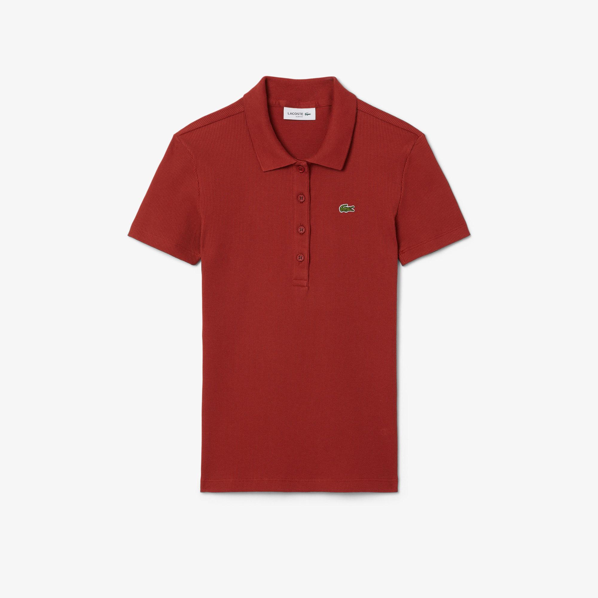 L.12.D Kadın Slim Fit Organik Pamuk Kırmızı Polo