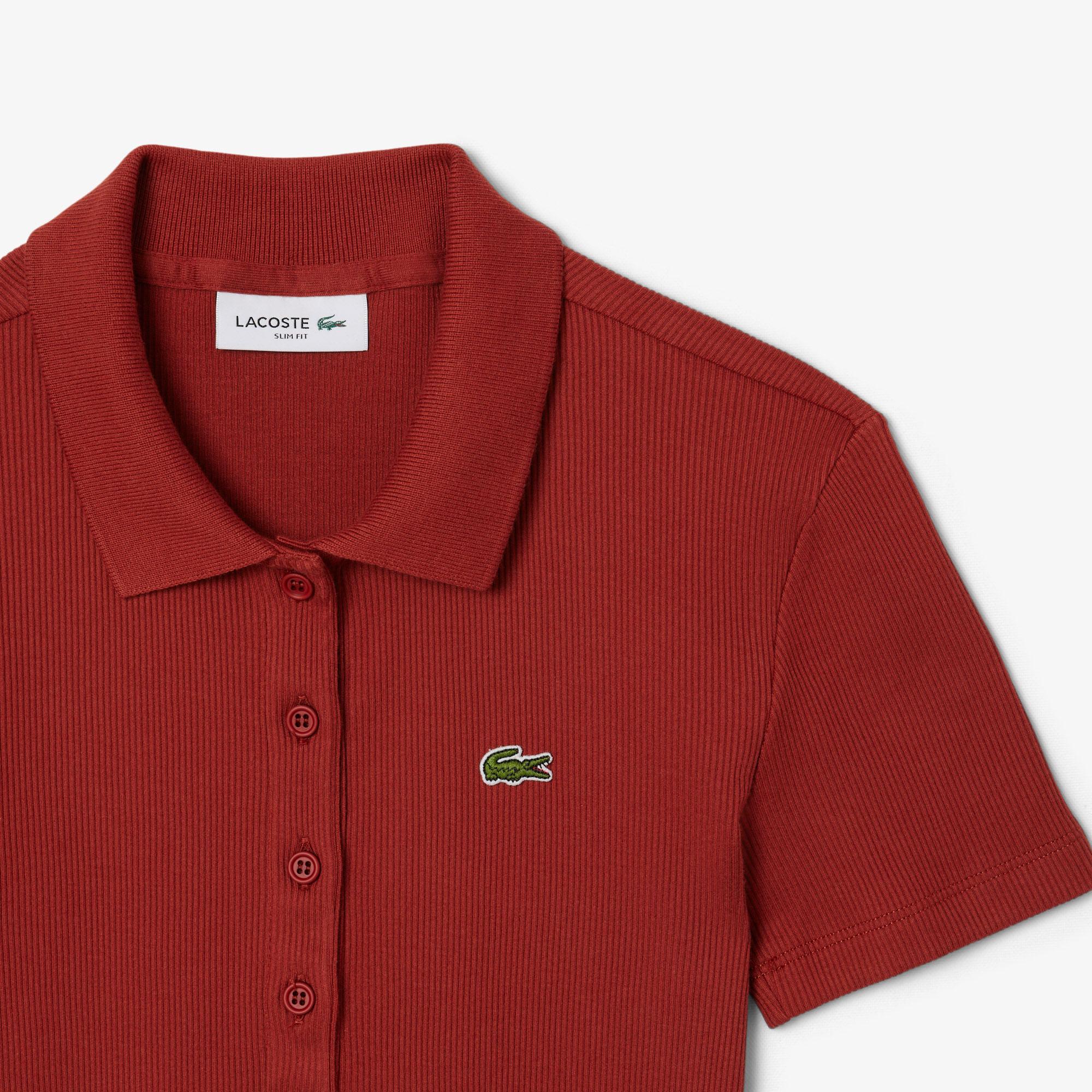 L.12.D Kadın Slim Fit Organik Pamuk Kırmızı Polo