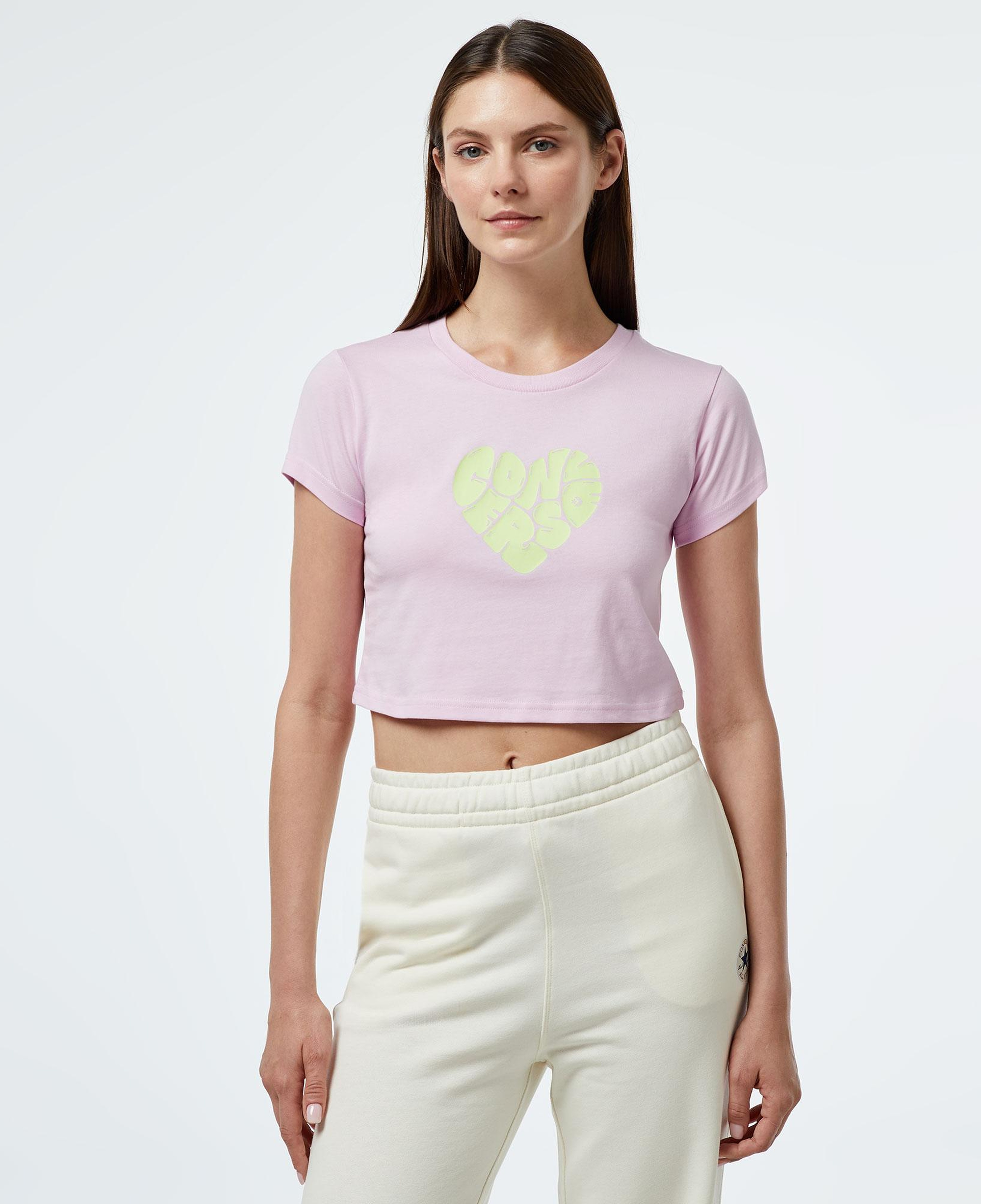 Converse Heart Slim Fit Kadın Lila T-Shirt