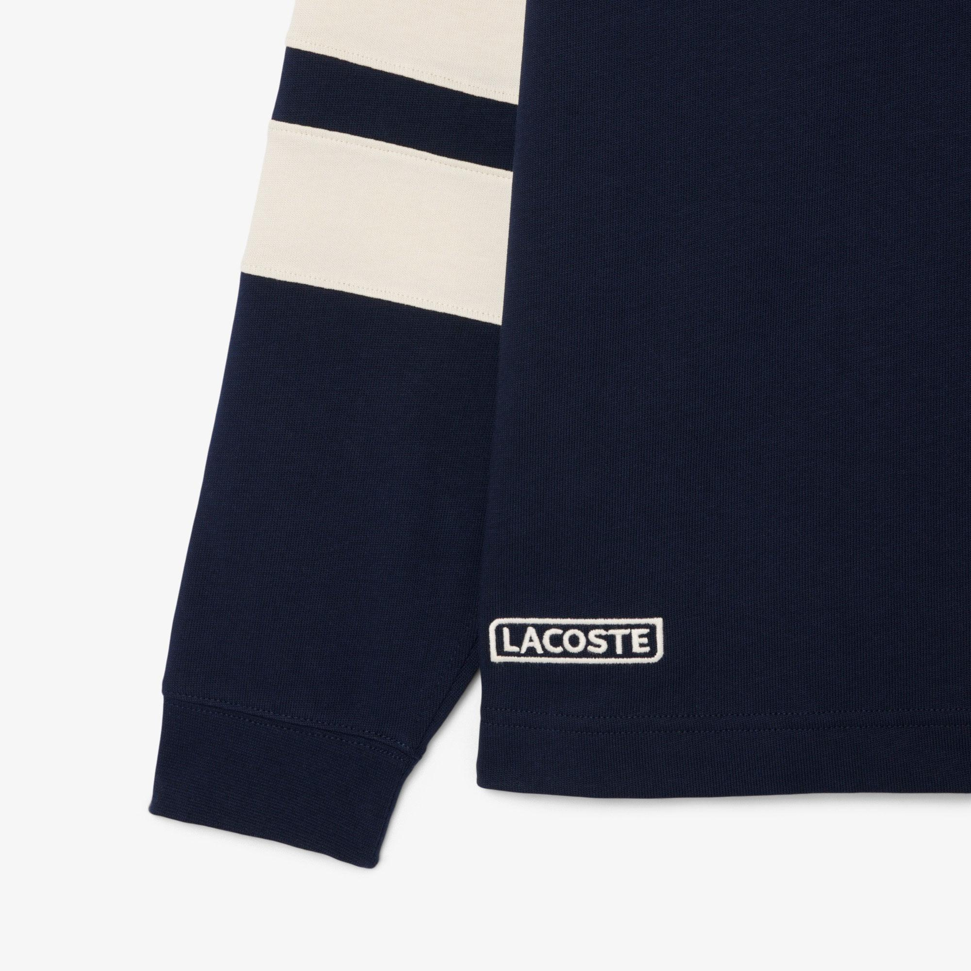 Erkek Classic Fit Uzun Kollu Polo Yaka Renk Bloklu Lacivert Rugby Polo