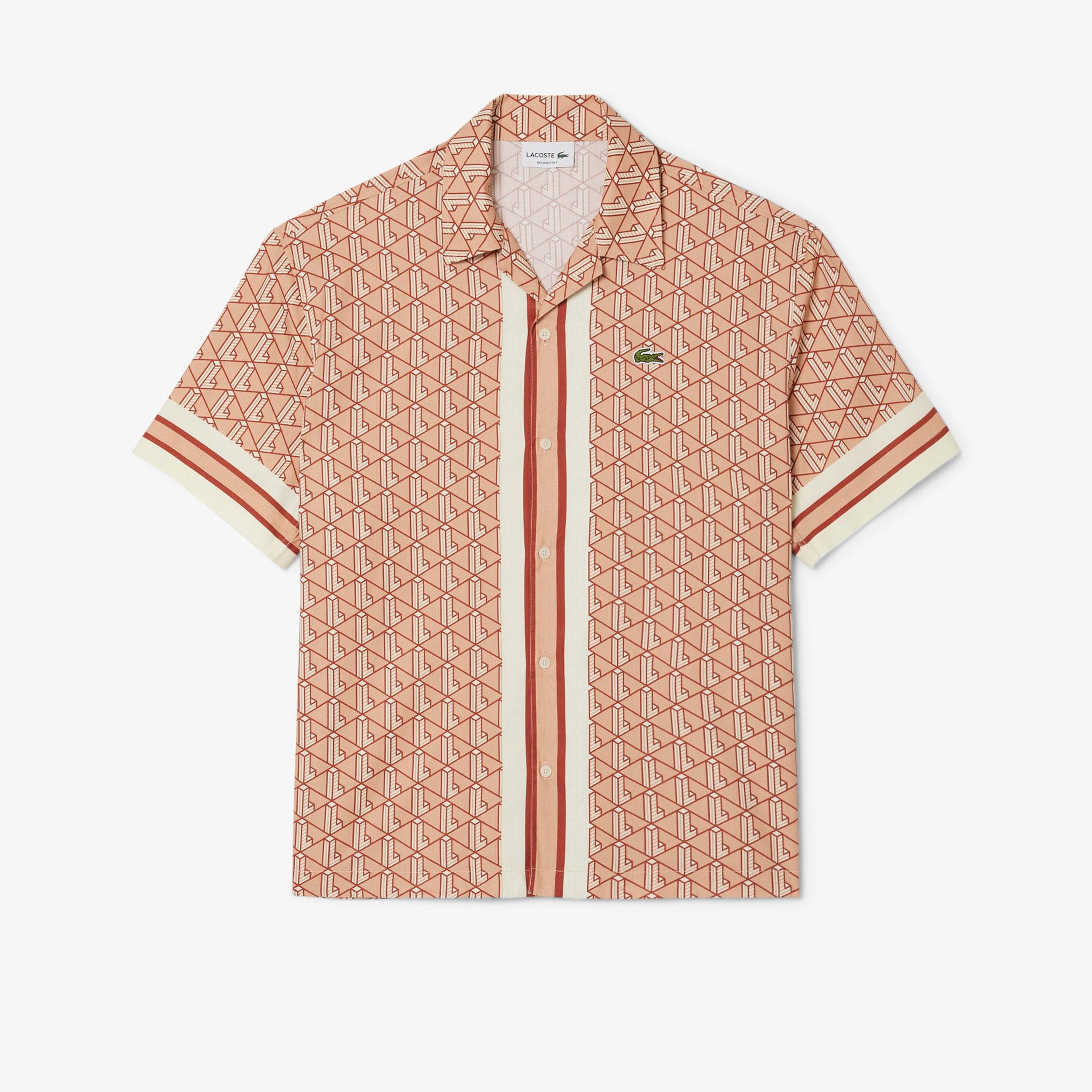 Lacoste Monogram Relaxed Fit Erkek Bej Gömlek