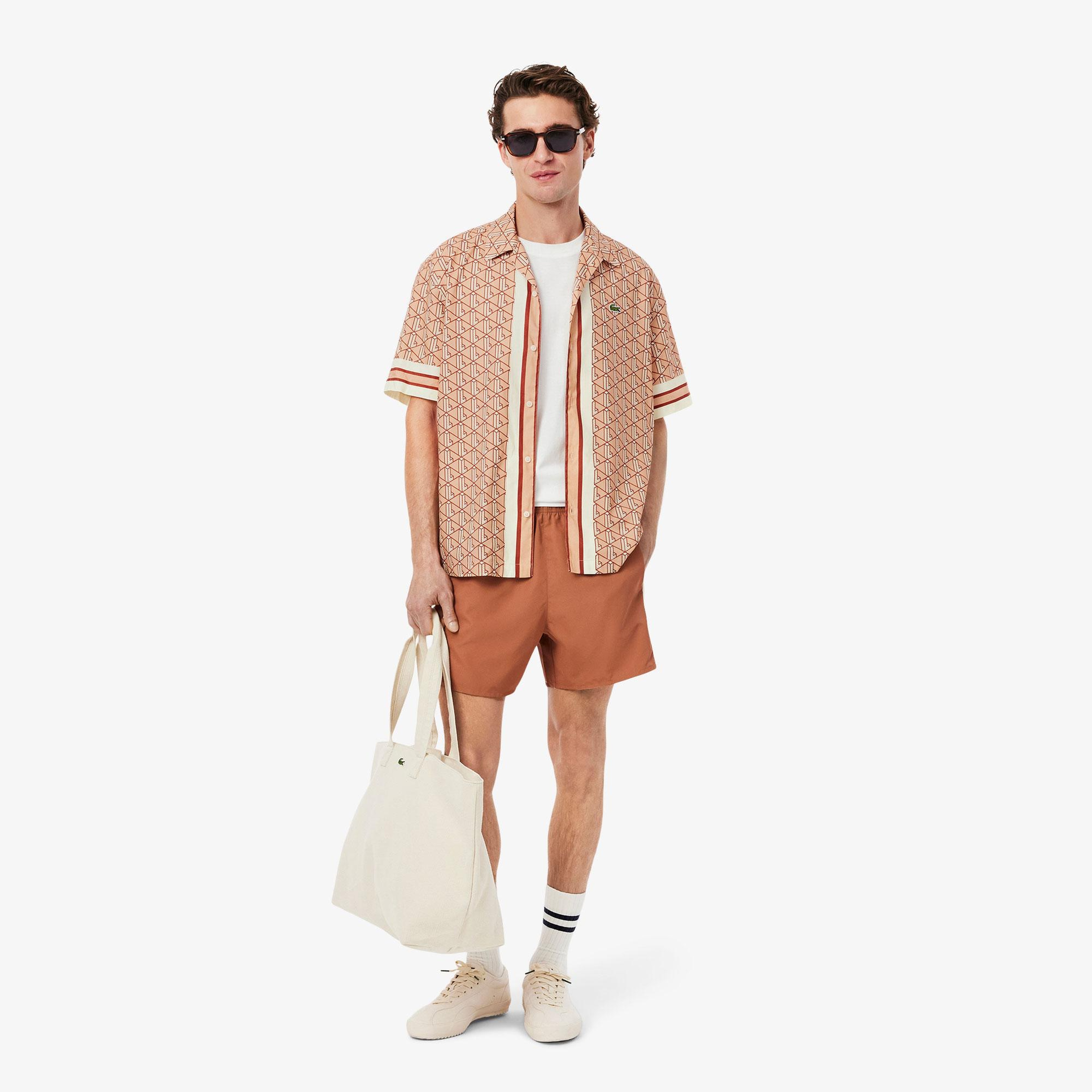 Lacoste Monogram Relaxed Fit Erkek Bej Gömlek