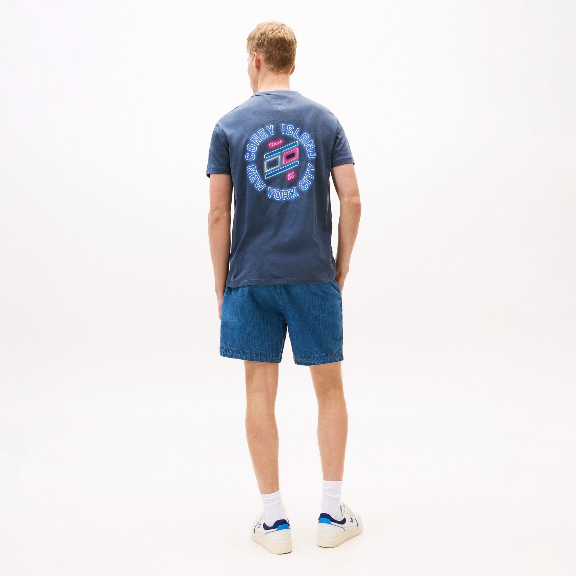 Tommy Hilfiger Jeans Novelty Fair Erkek Mavi T-Shirt