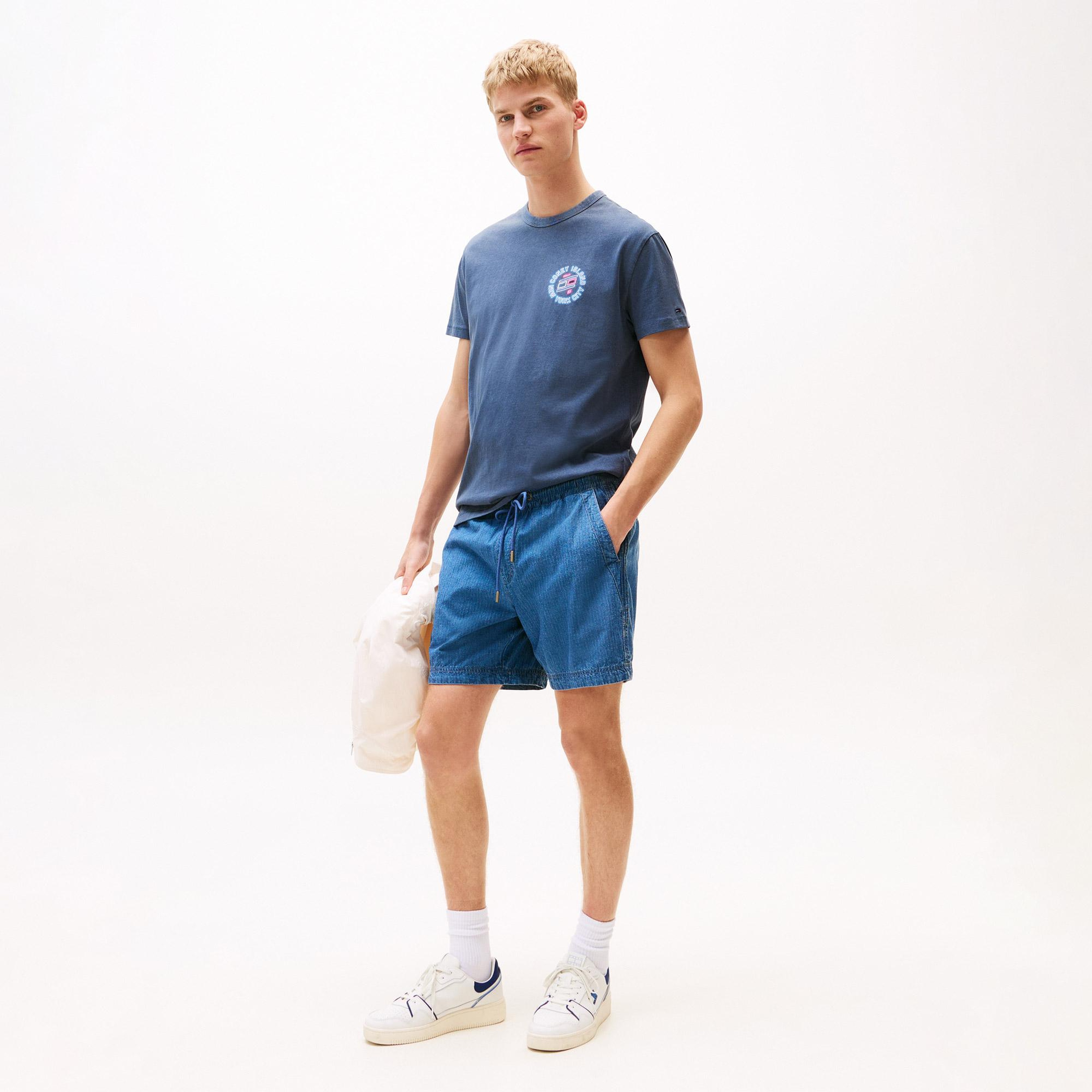 Tommy Hilfiger Jeans Novelty Fair Erkek Mavi T-Shirt