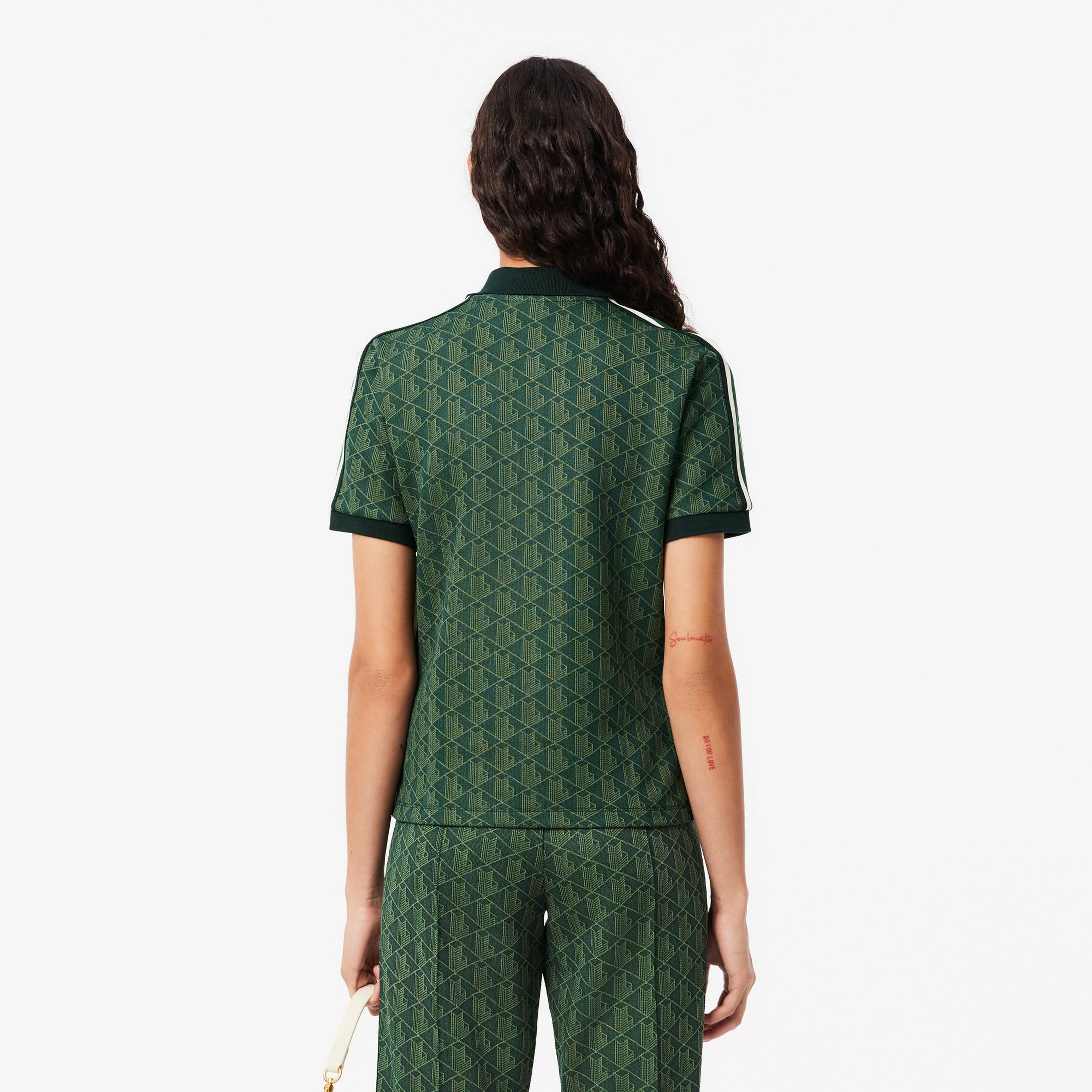 Lacoste Slim Fit Monogram Kadın Yeşil Polo