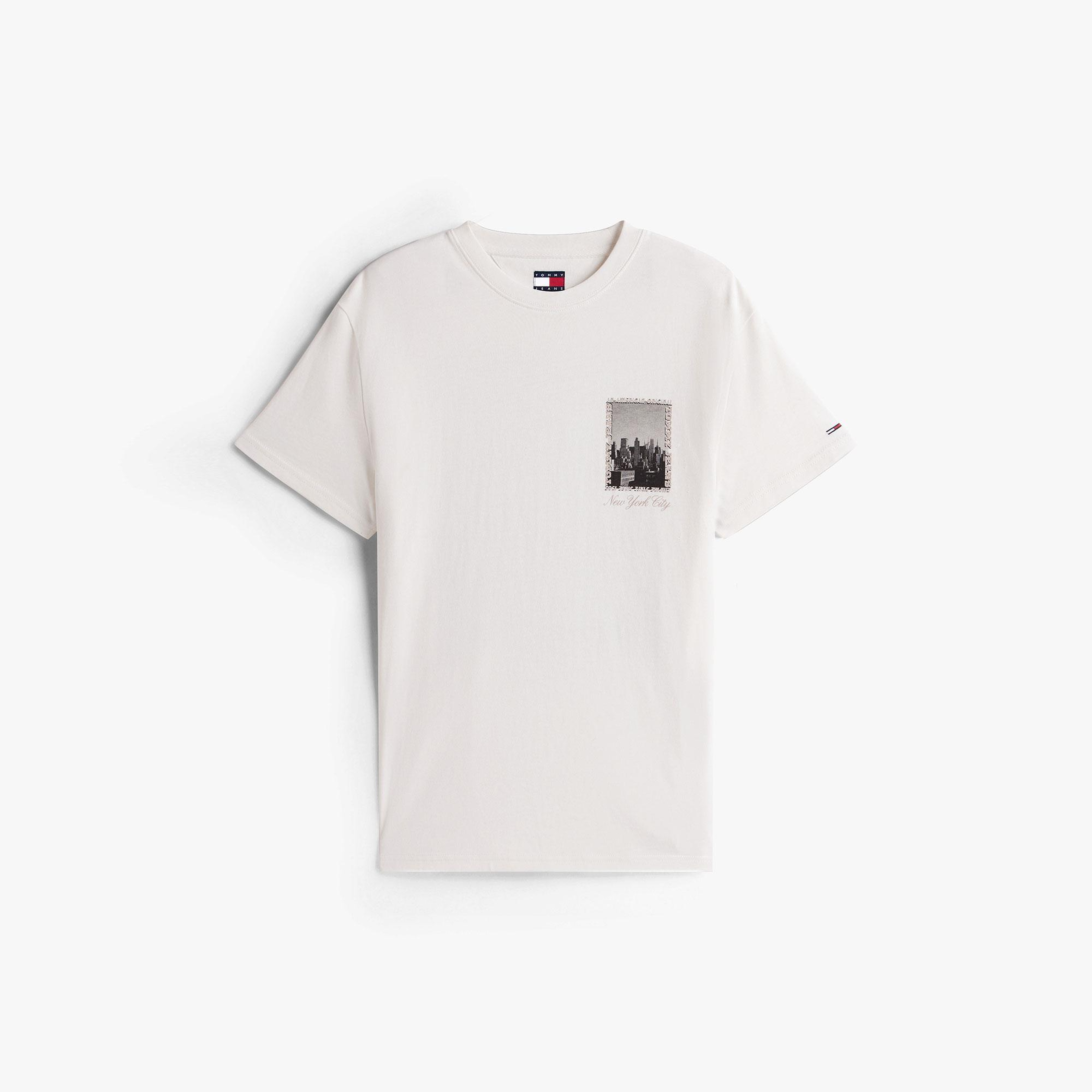 Tommy Hilfiger Regular Photo Erkek Beyaz T-Shirt