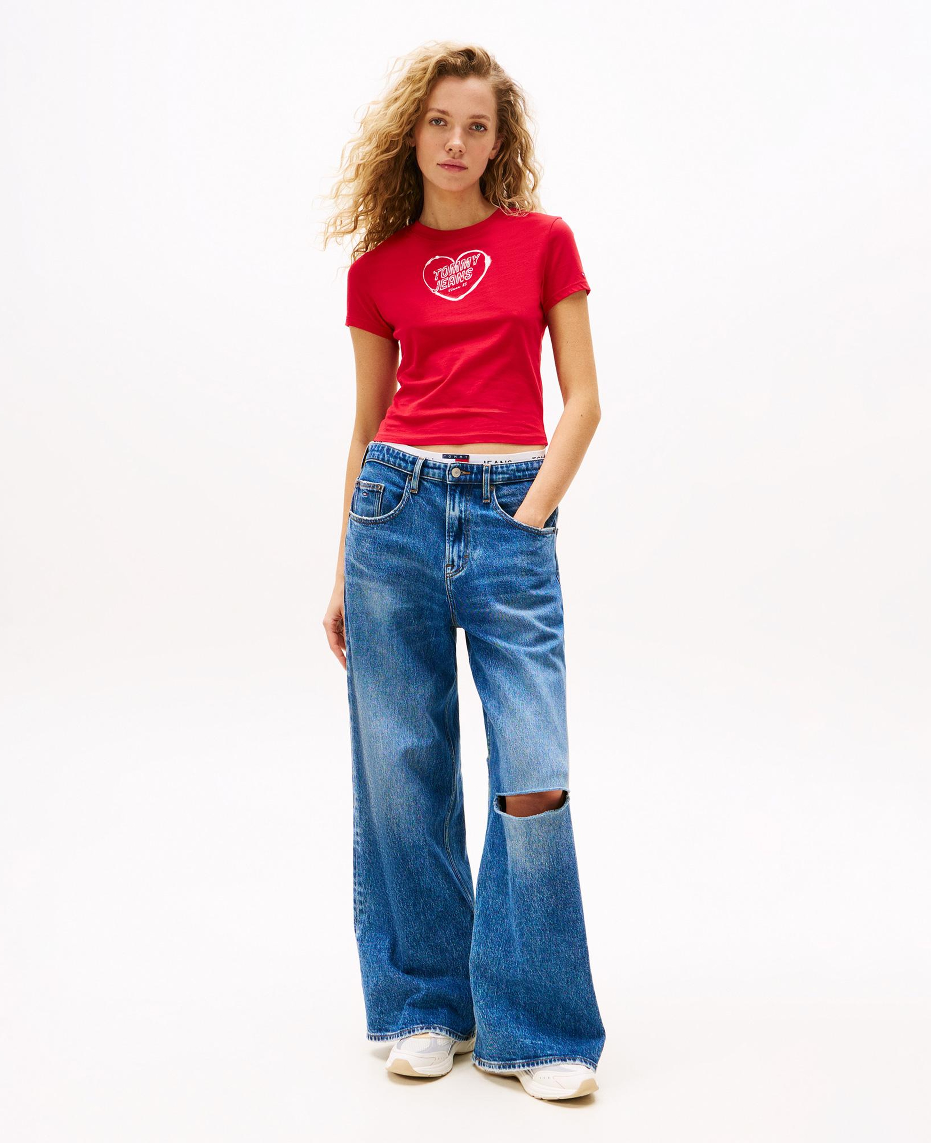 Tommy Jeans Slim Essential Logo Ext Kadın Kırmızı T-Shirt