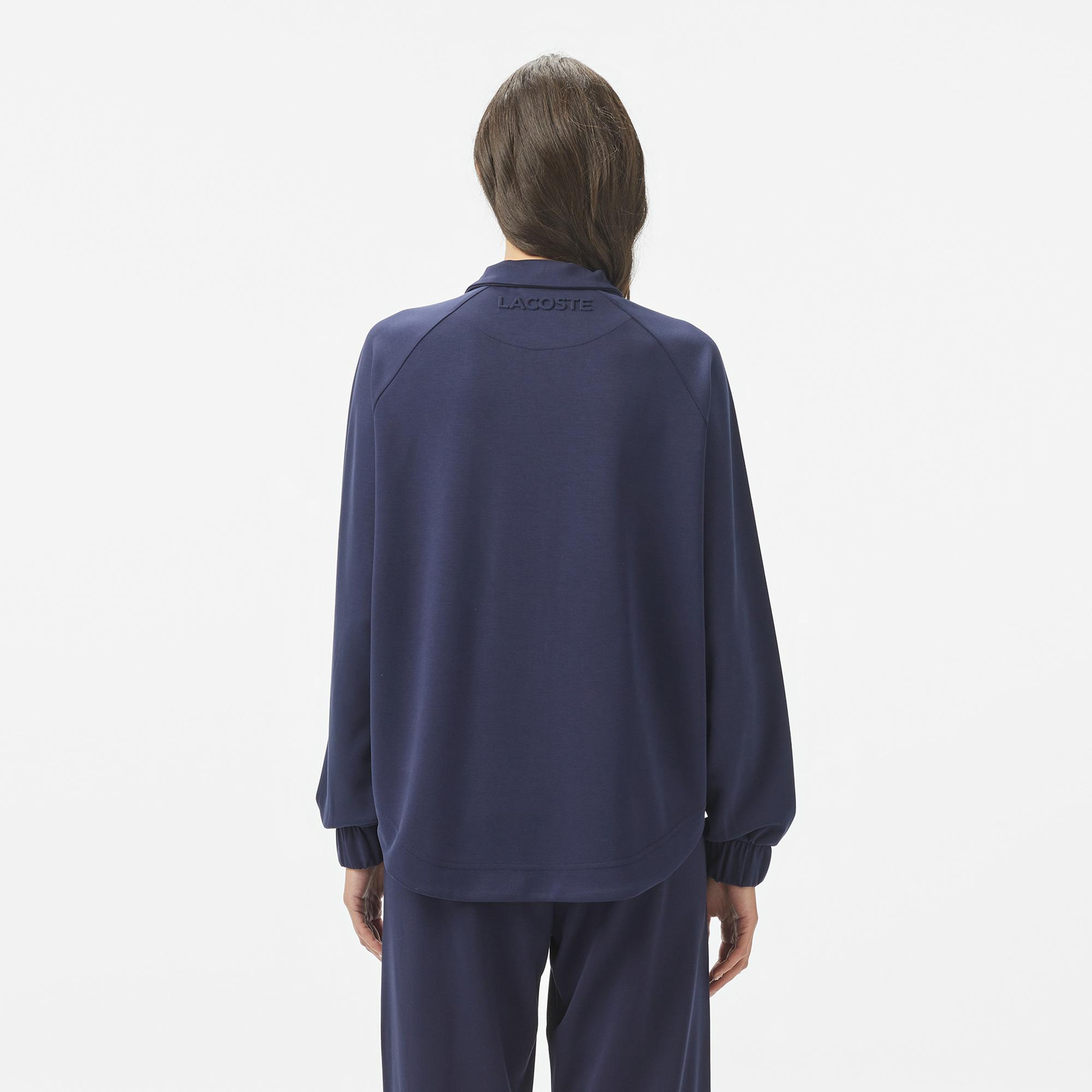 Lacoste Kadın Loose Fit Fermuarlı Lacivert Sweatshirt