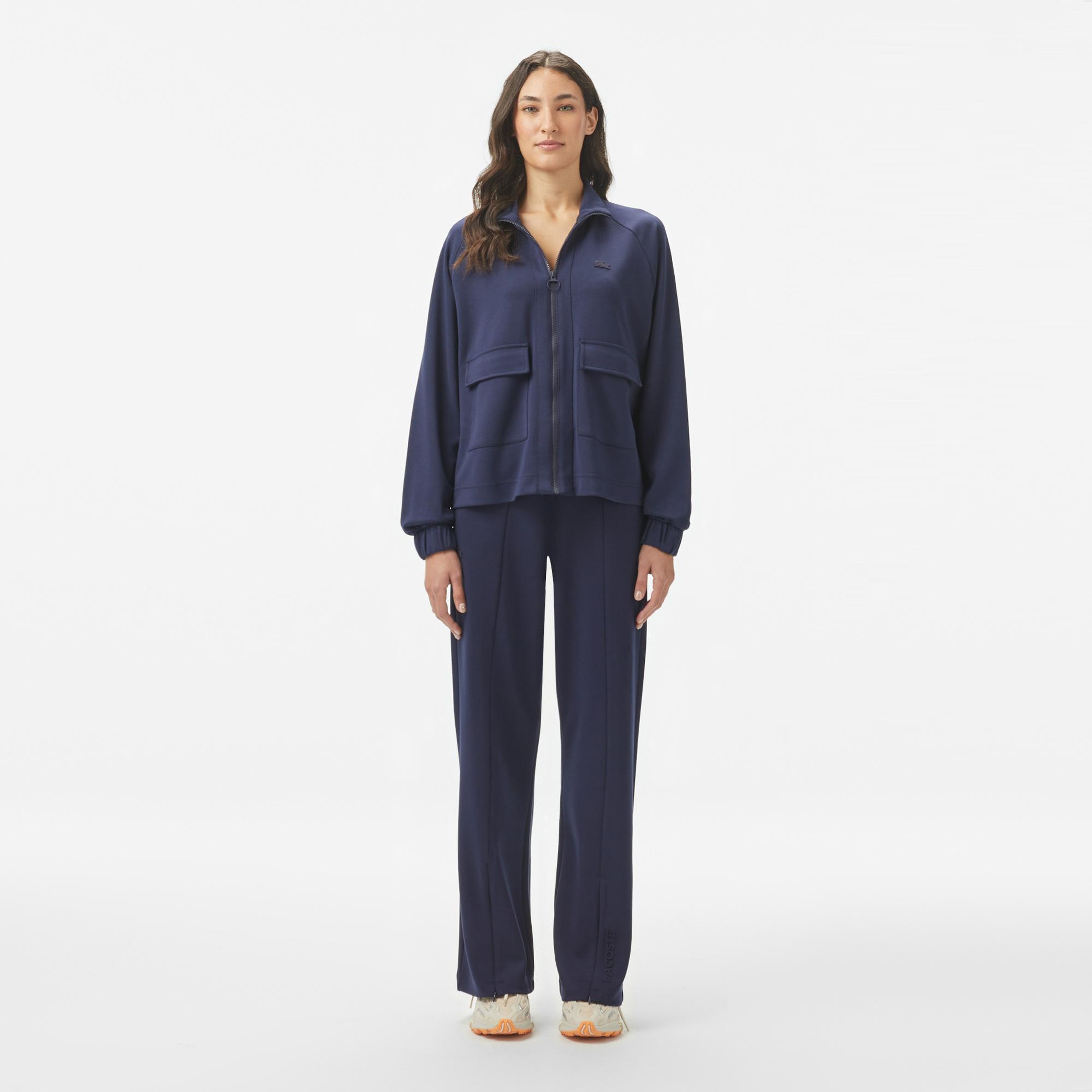 Lacoste Kadın Loose Fit Fermuarlı Lacivert Sweatshirt