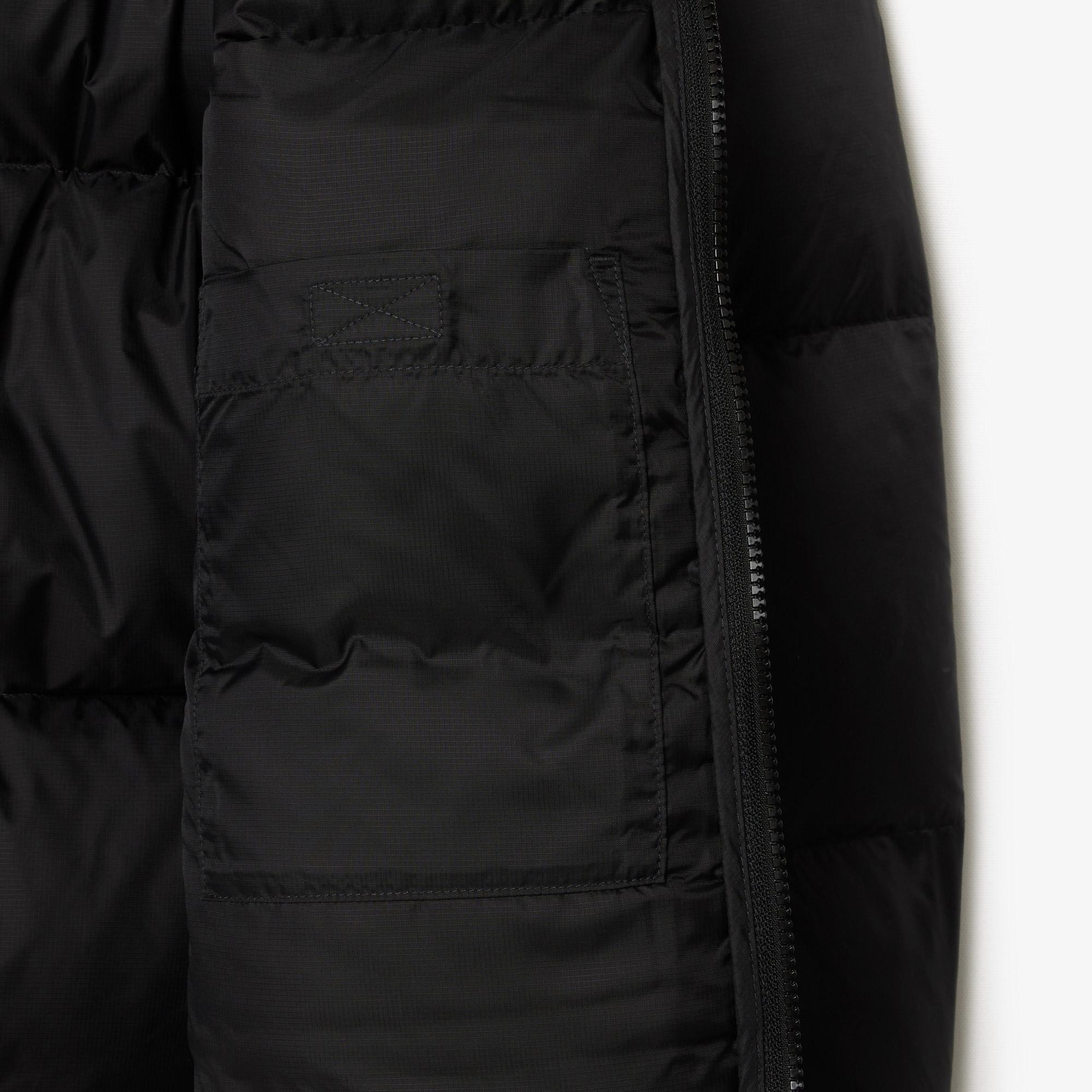 Erkek Relaxed Fit Kapüşonlu Siyah Şişme Mont