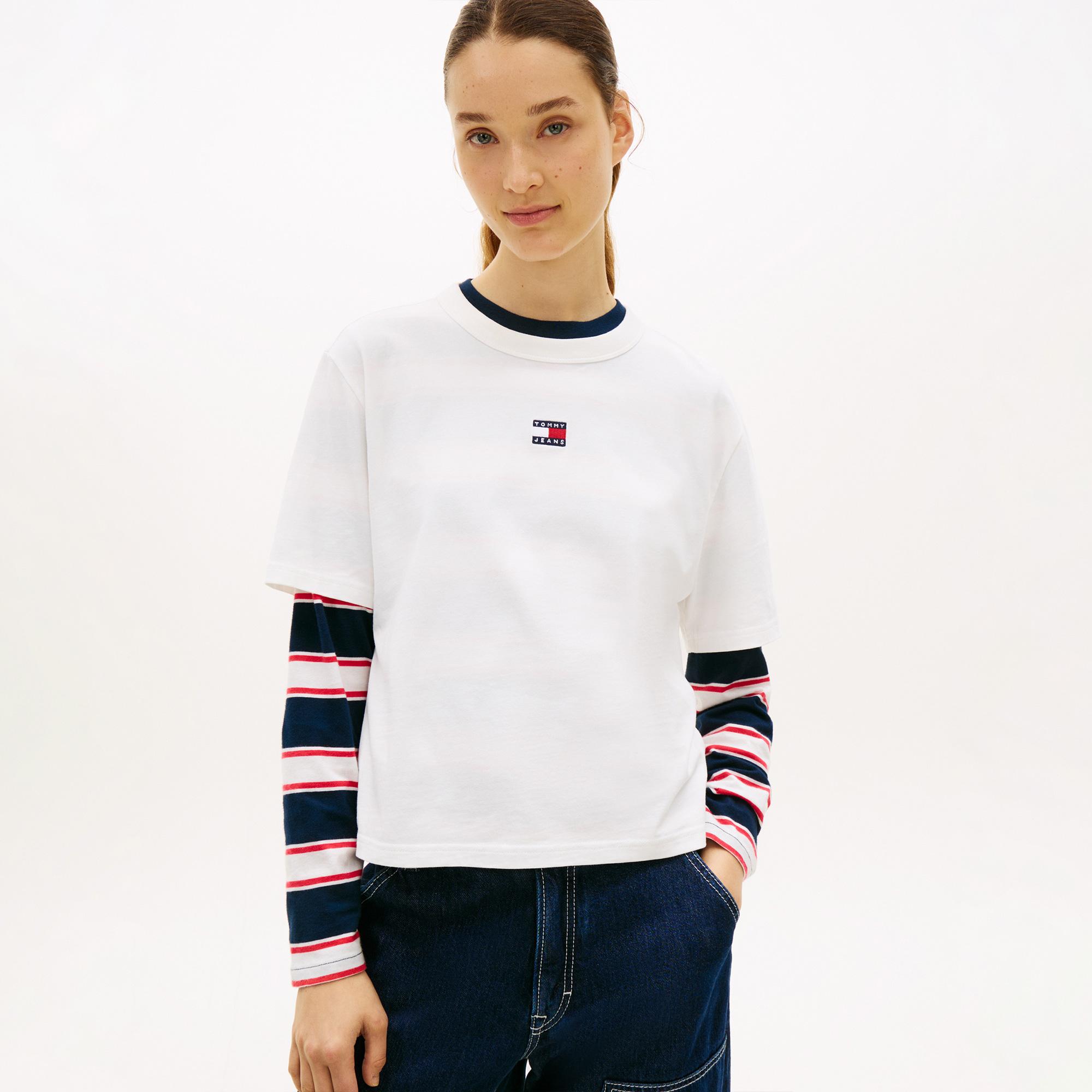 Tommy Hilfiger Badge Kadın Beyaz T-Shirt