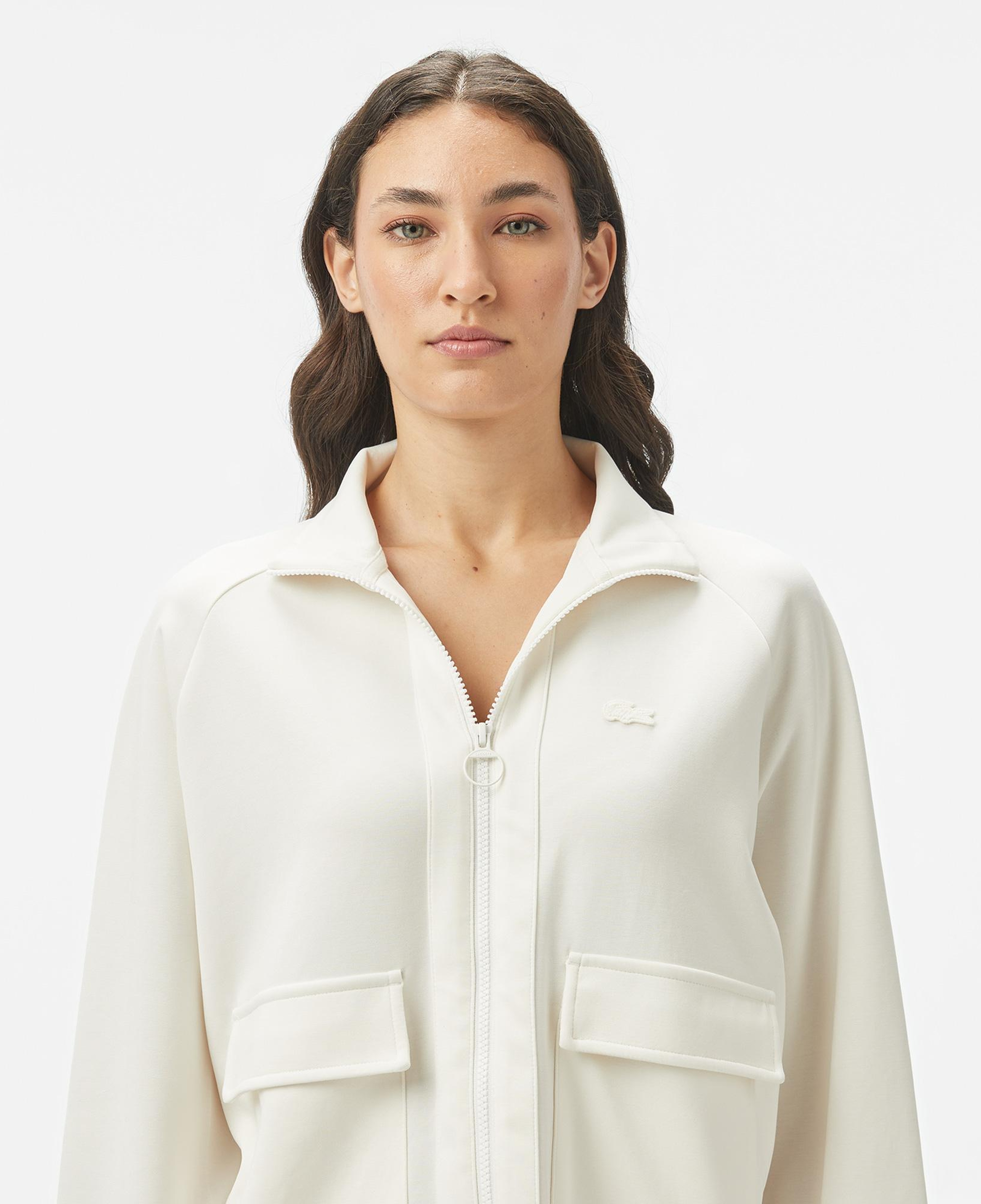 Lacoste Kadın Loose Fit Fermuarlı Beyaz Sweatshirt