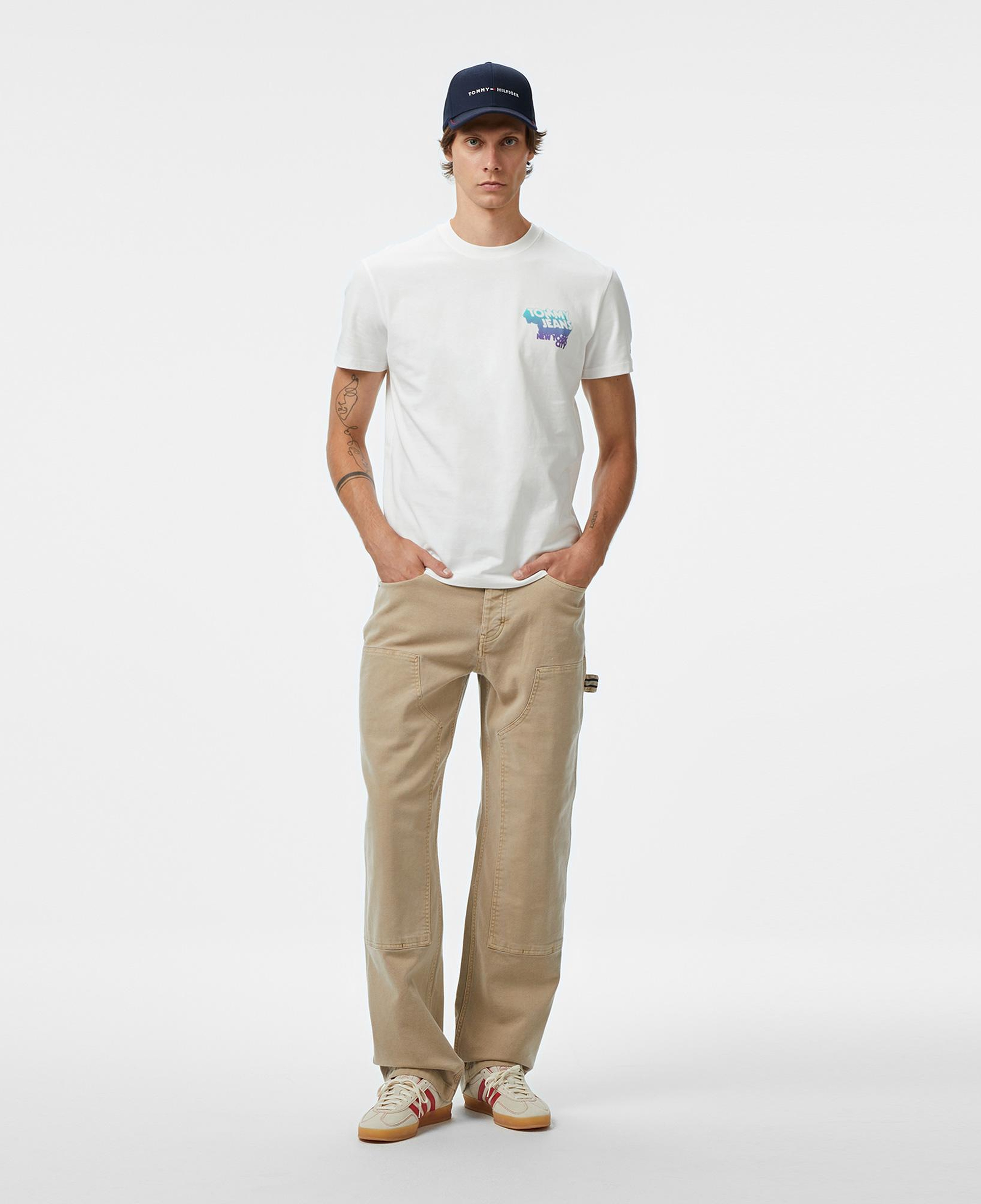 Tommy Jeans Pamuklu Regular Fit Erkek Beyaz T-Shirt