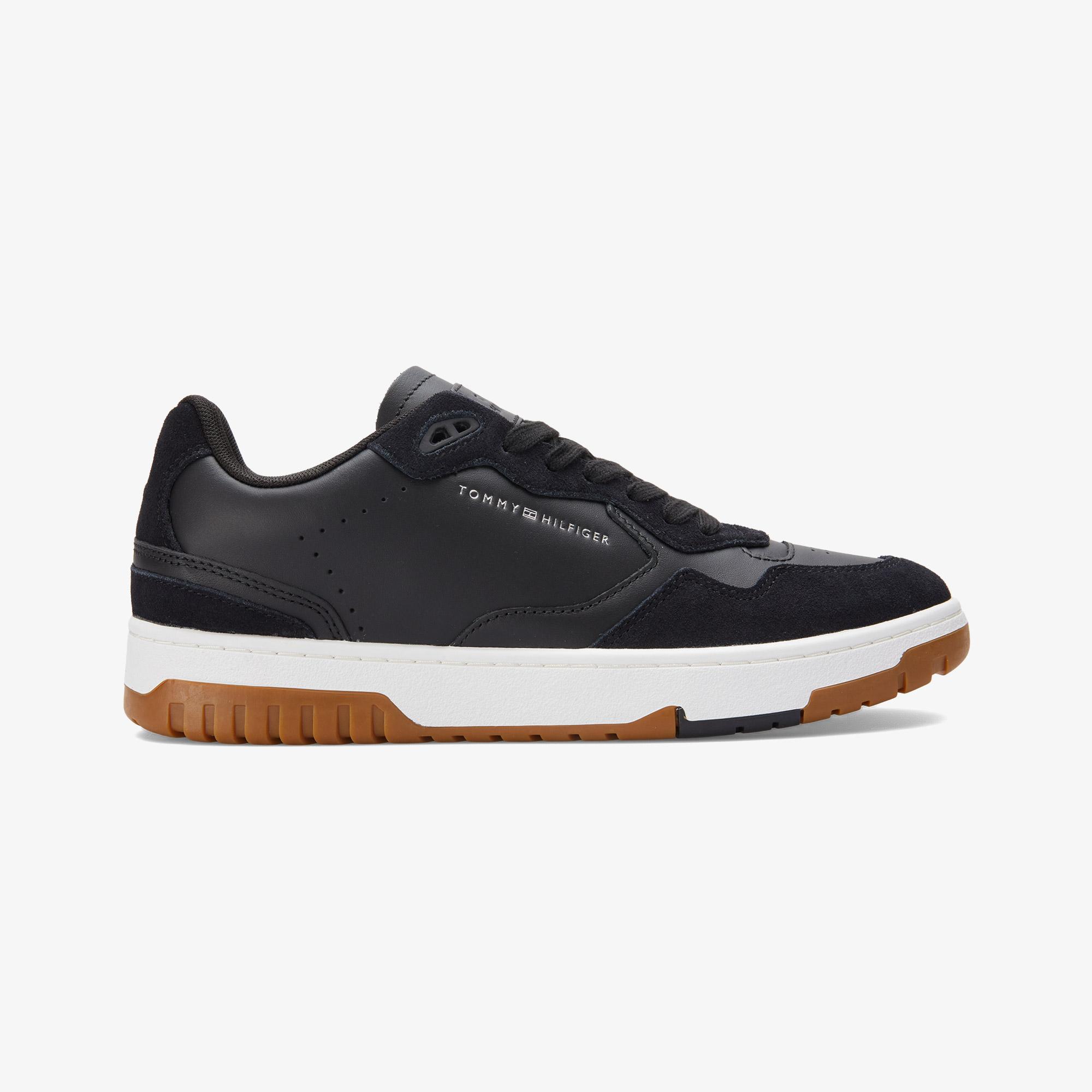 Tommy Jeans Leather Logo Basketball Erkek Siyah Sneaker