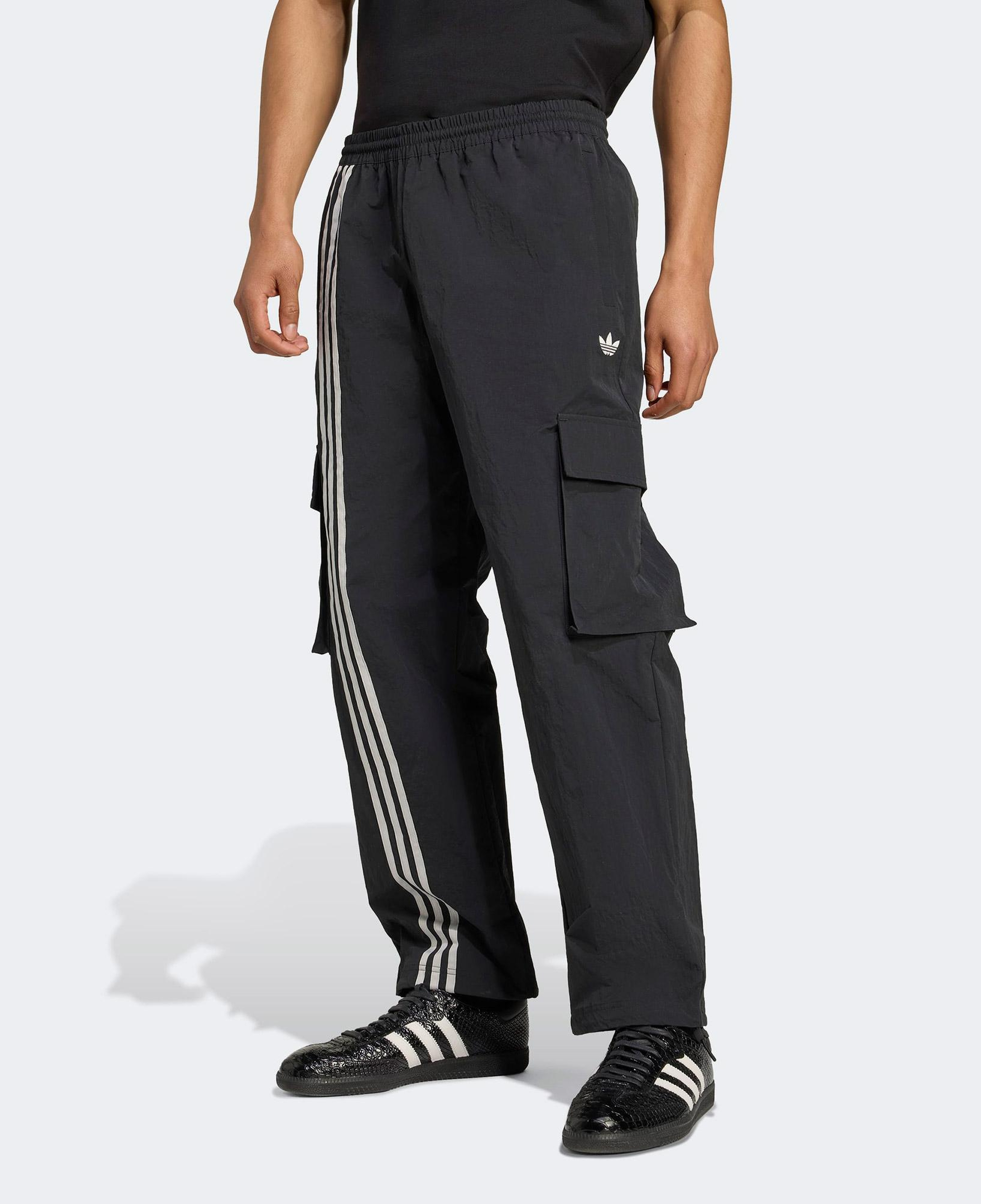 adidas Front Stripes Woven Kargo Erkek Siyah Eşofman Altı