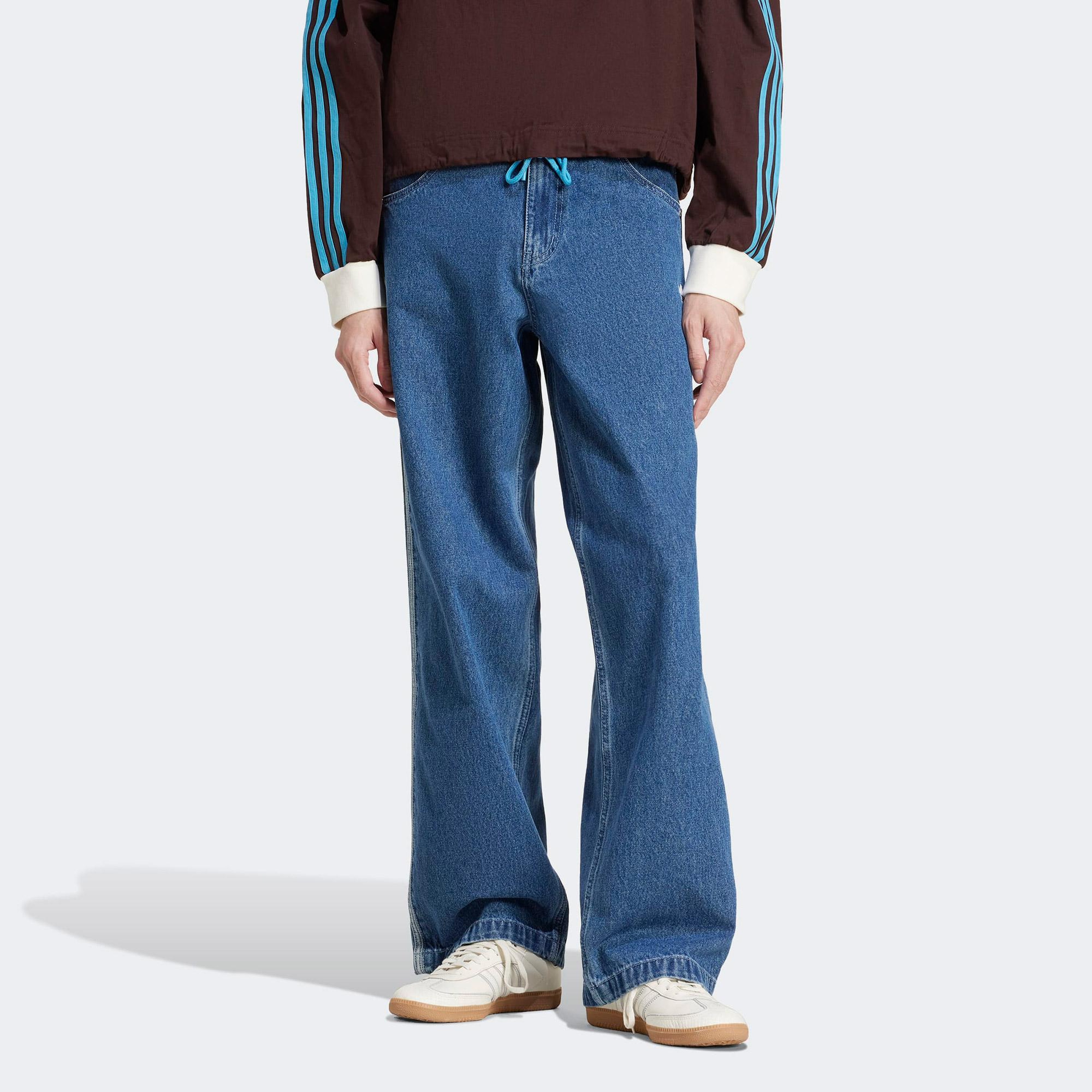 adidas Adicolor Firebird Erkek Denim Mavi Pantolon