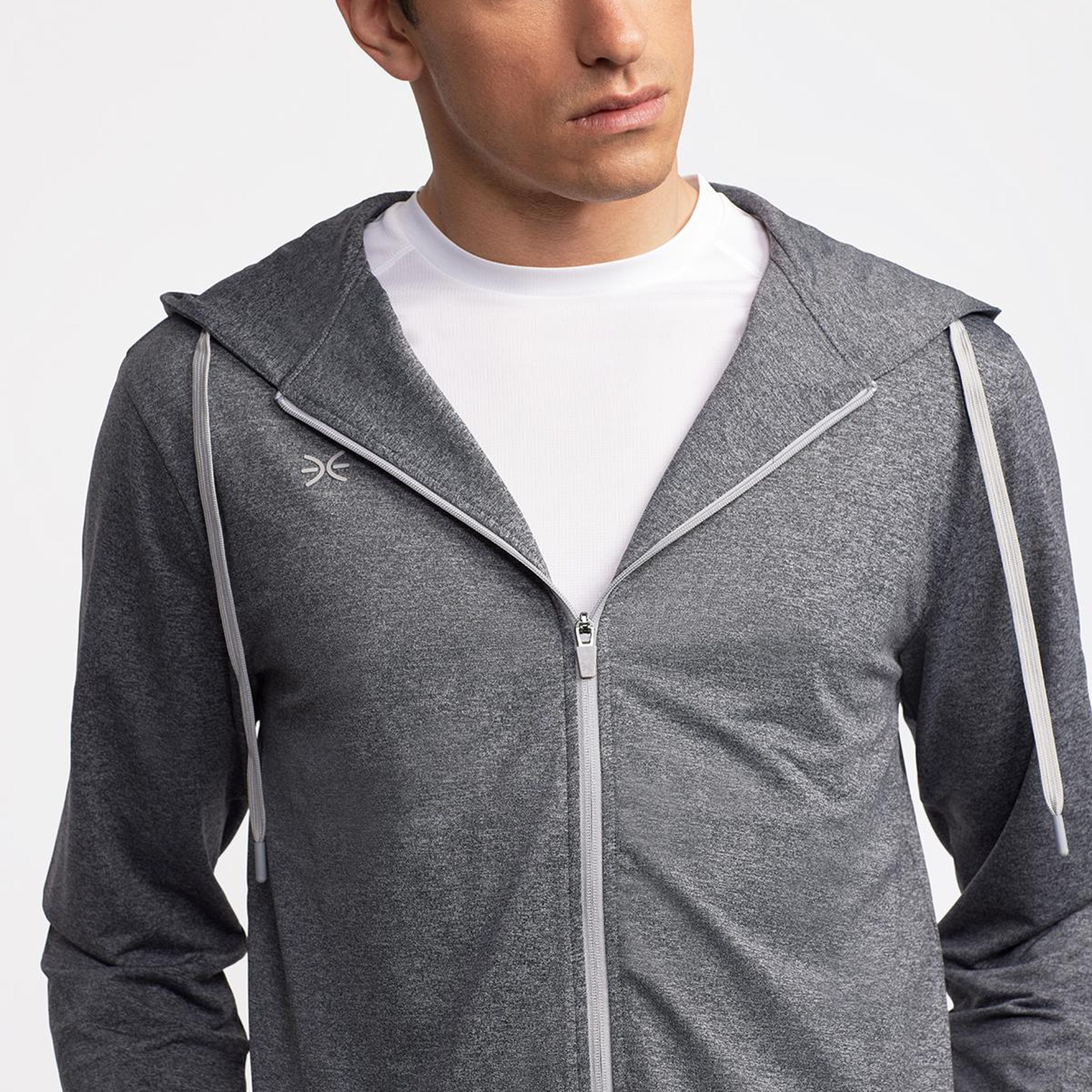 Erkek Antrasit Activewear Kapüşonlu Tam Fermuarlı Sweatshirt