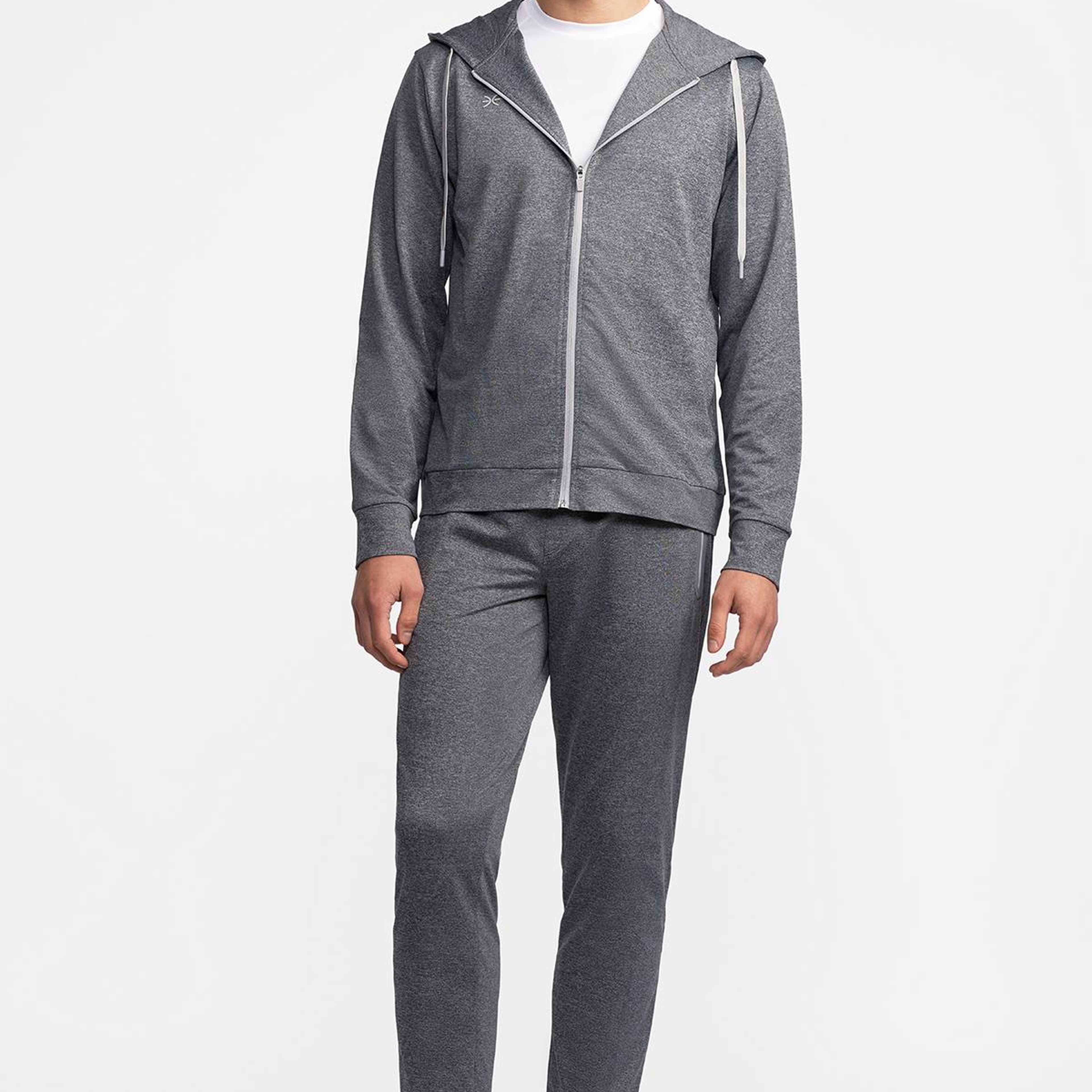 Erkek Antrasit Activewear Kapüşonlu Tam Fermuarlı Sweatshirt
