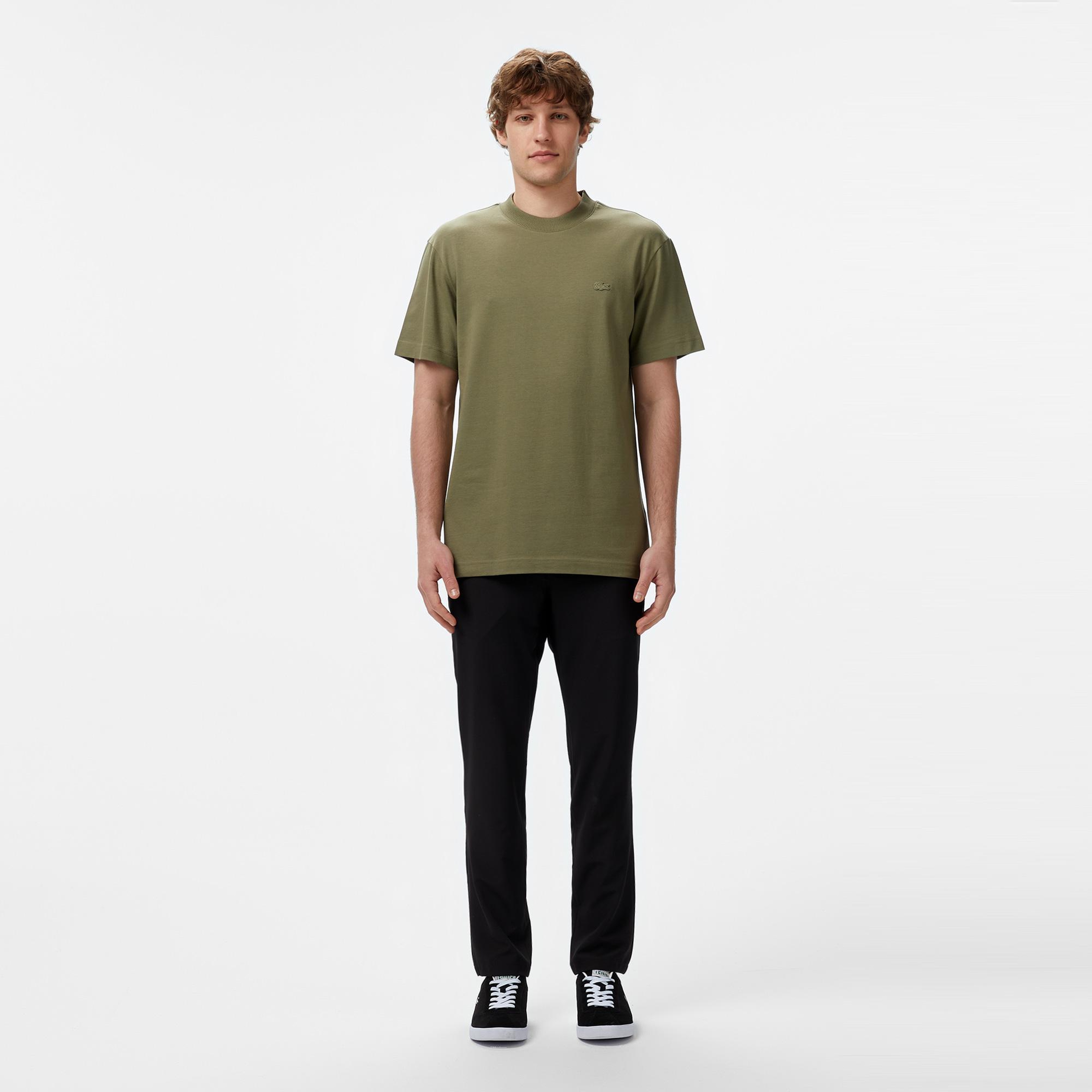 Erkek Relaxed Fit Bisiklet Yaka Haki T-Shirt