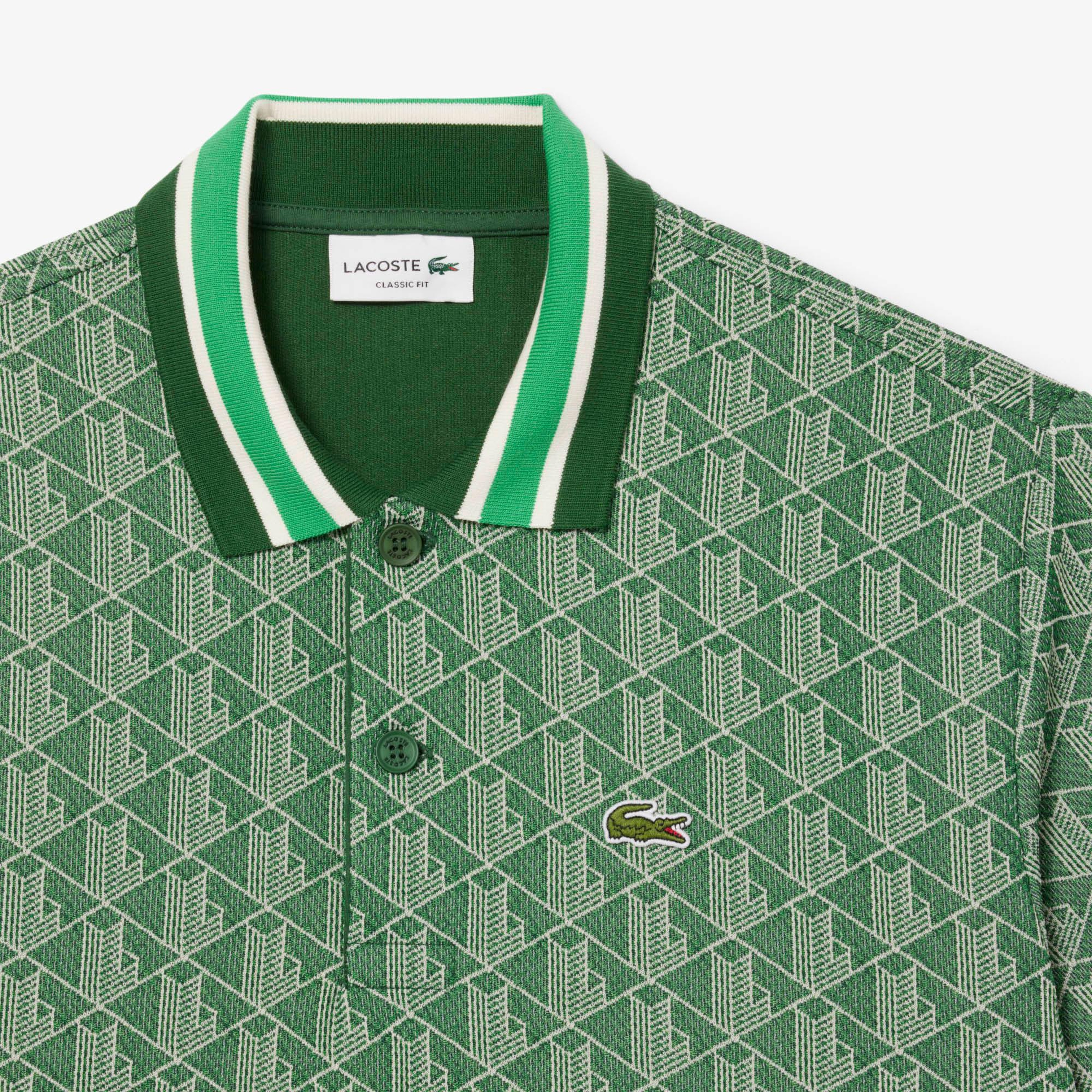 Lacoste Classic Fit Monogram Erkek Yeşil Polo
