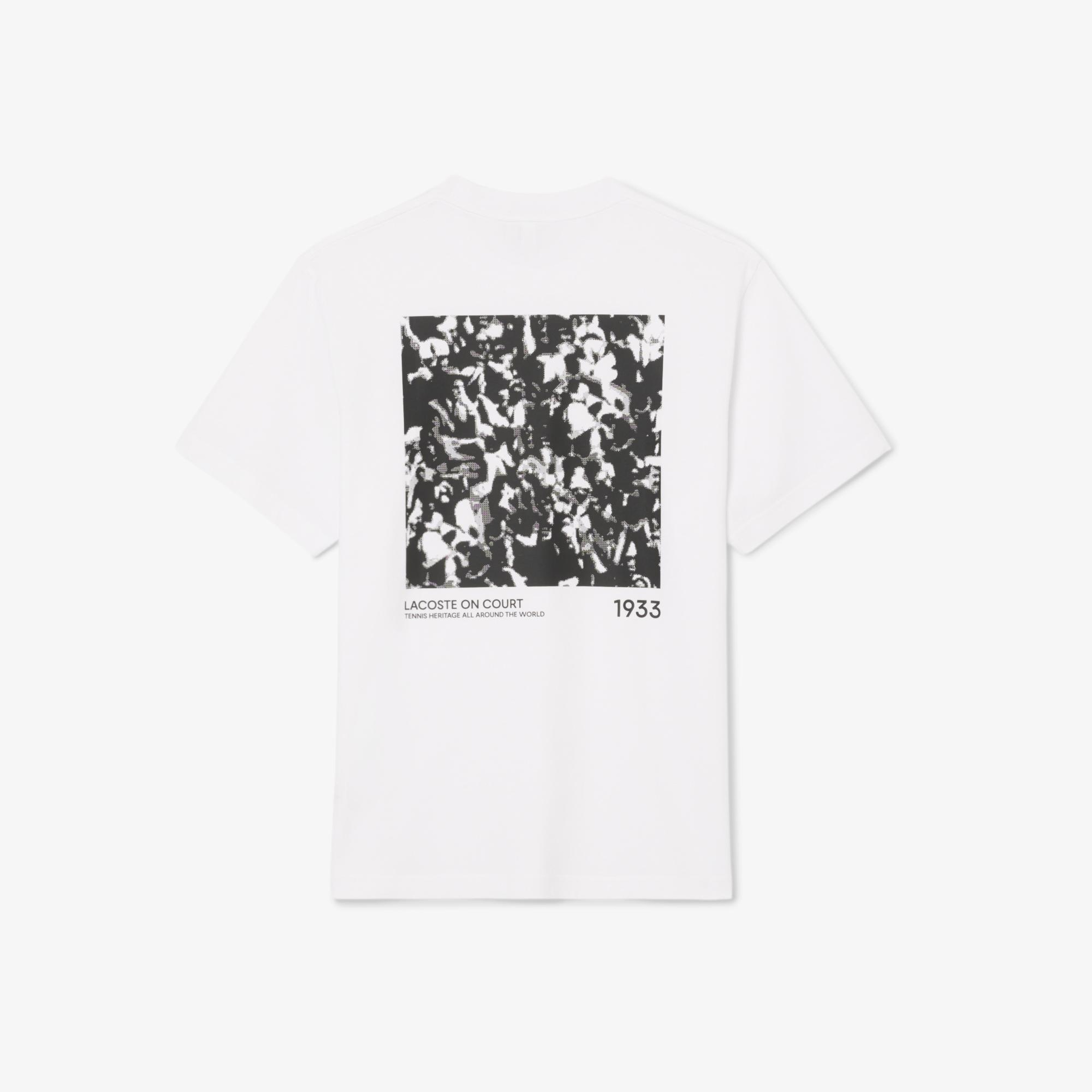 Lacoste Print Motif Erkek Beyaz T-Shirt