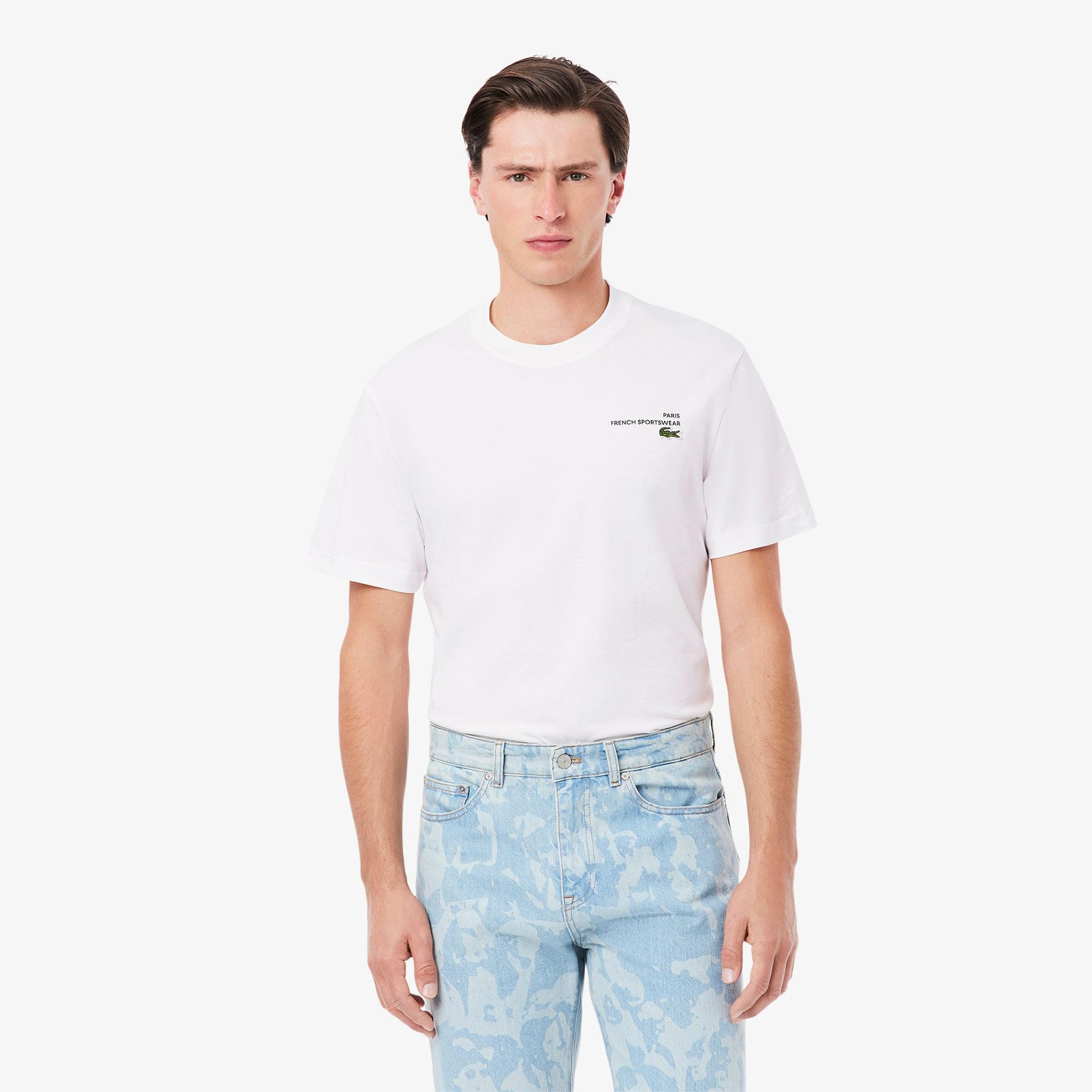 Lacoste Print Motif Erkek Beyaz T-Shirt