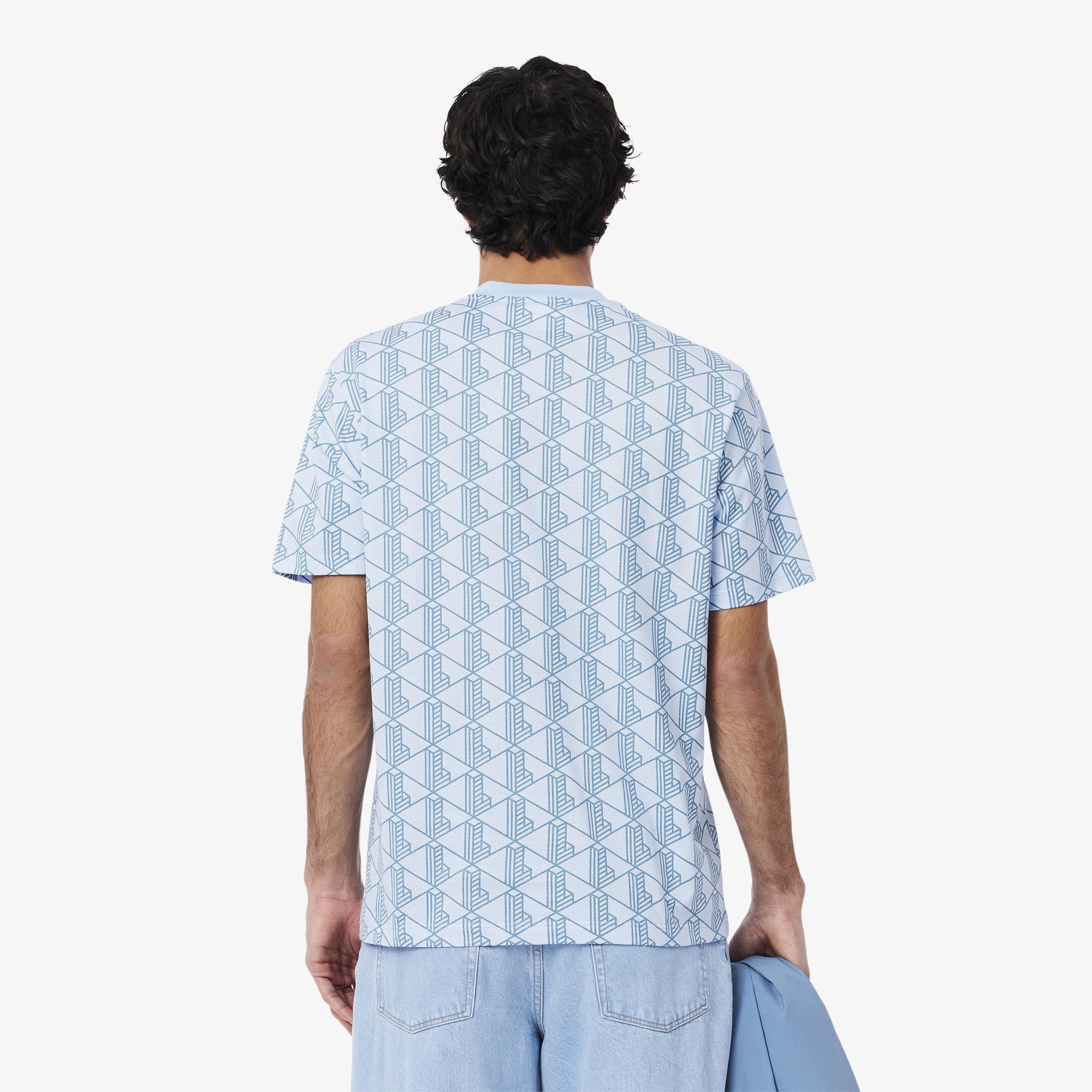 Lacoste Monogram Cotton Erkek Mavi T-Shirt