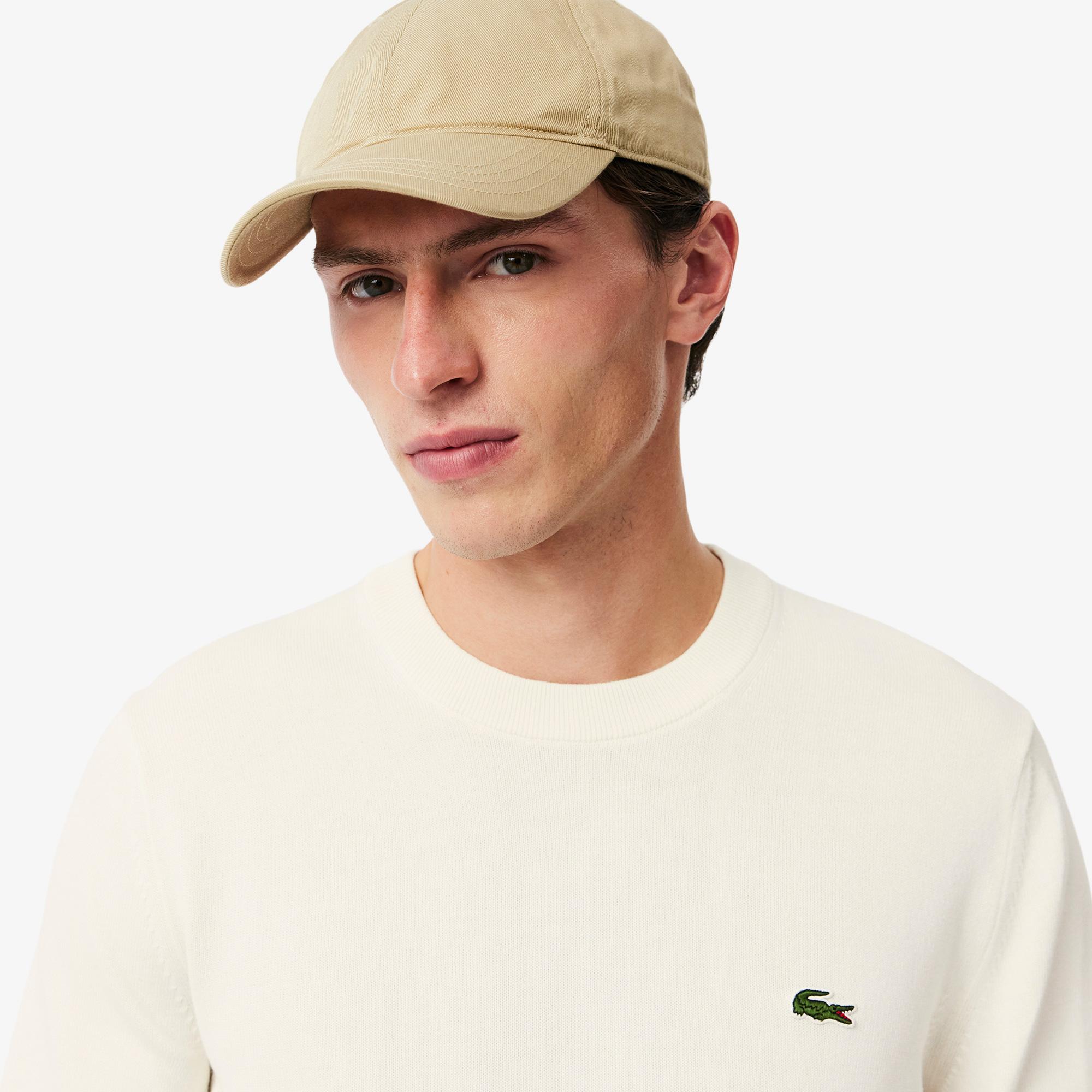 Erkek Regular Fit Bisiklet Yaka Beyaz Kazak