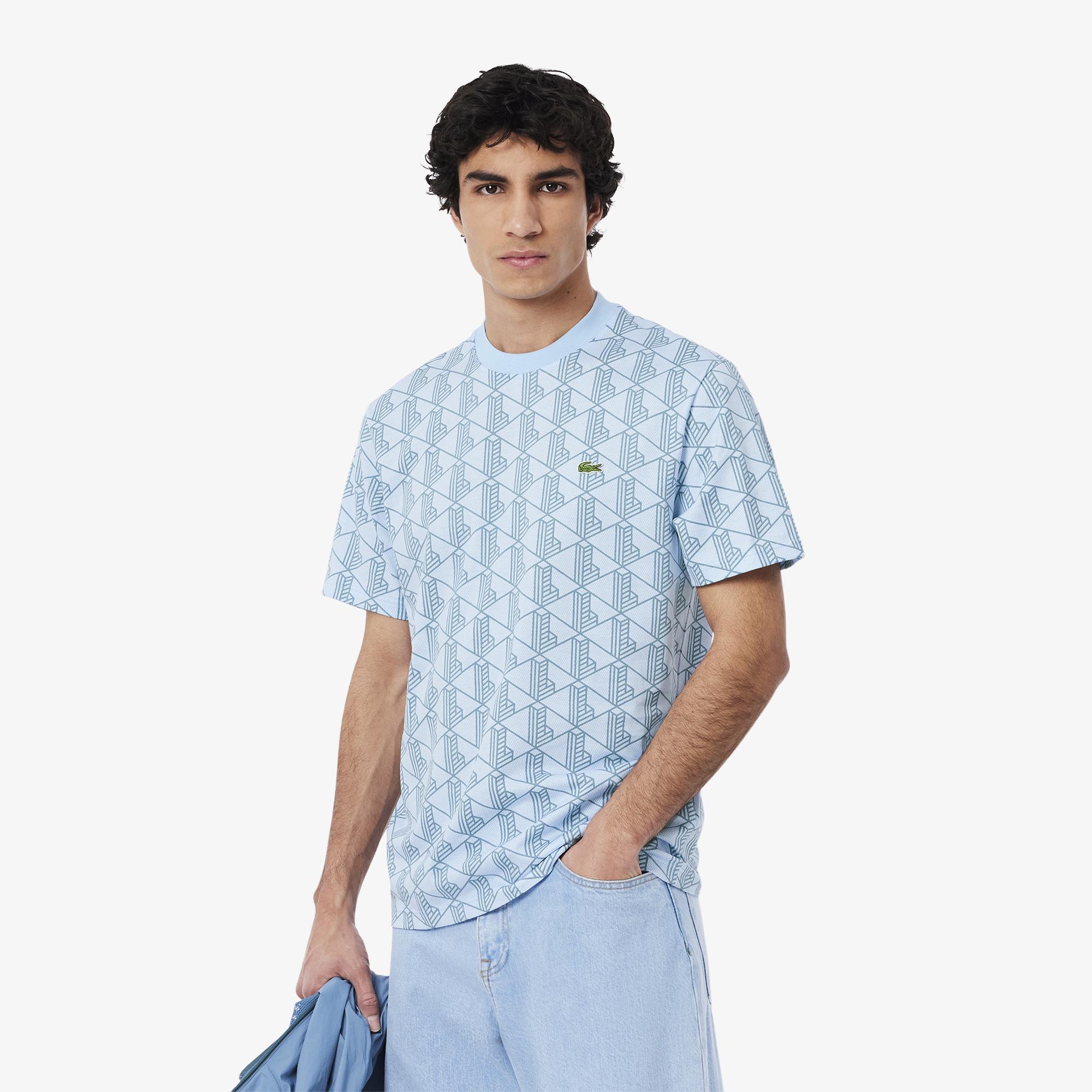 Lacoste Monogram Cotton Erkek Mavi T-Shirt