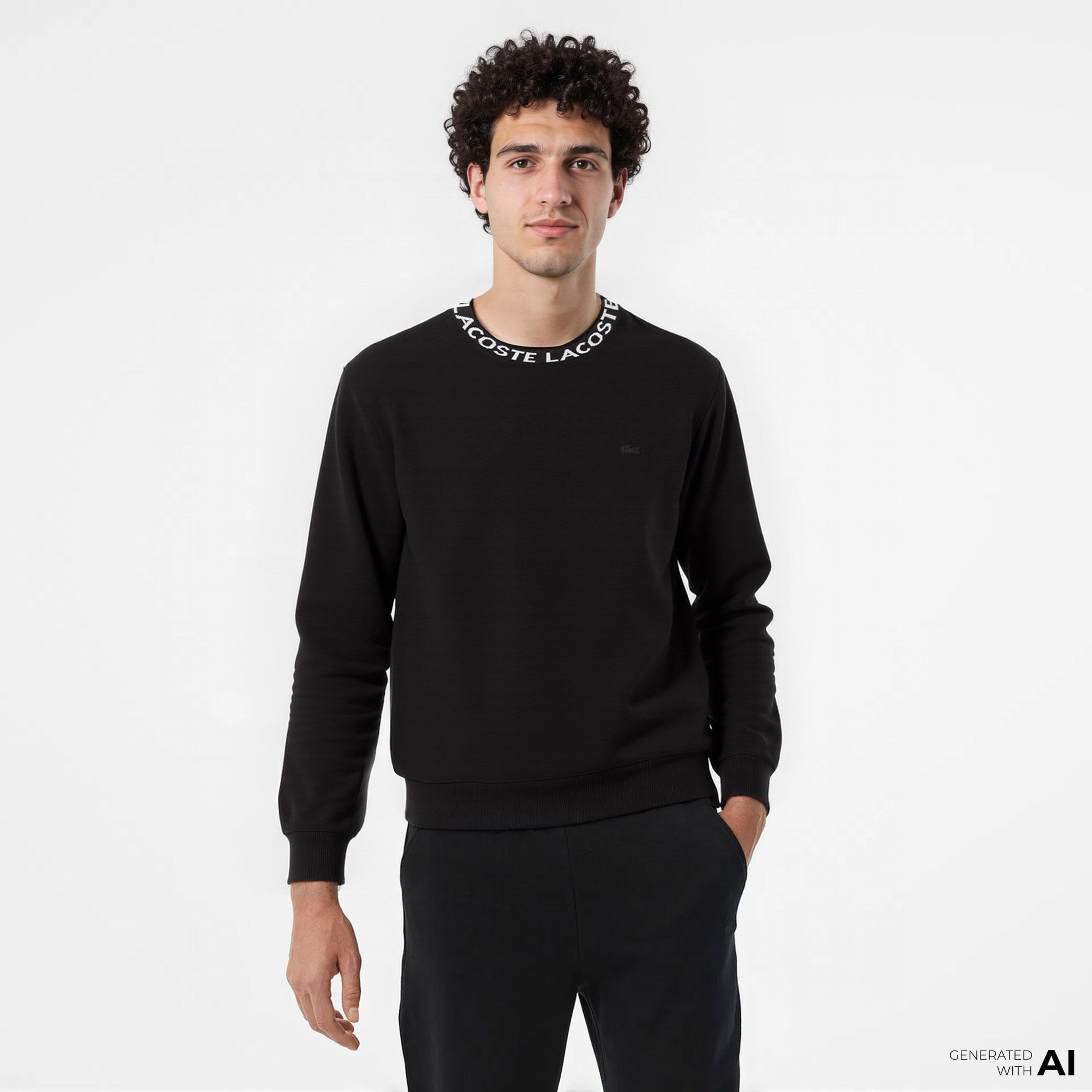 Erkek Classic Fit Bisiklet Yaka Siyah Sweatshirt