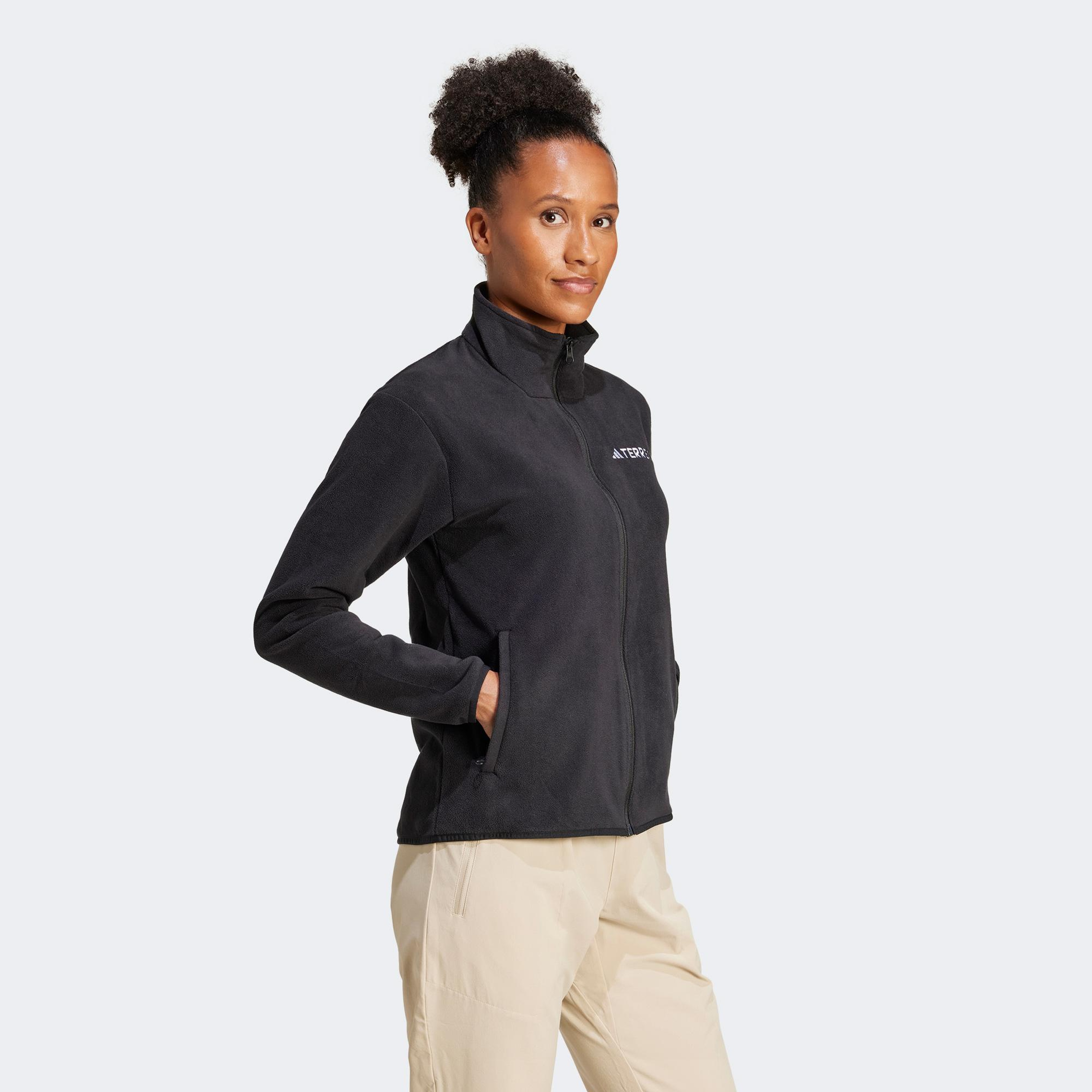 adidas Multi Essentials Full Zip Fleece Kadın Siyah Yürüyüş Polar