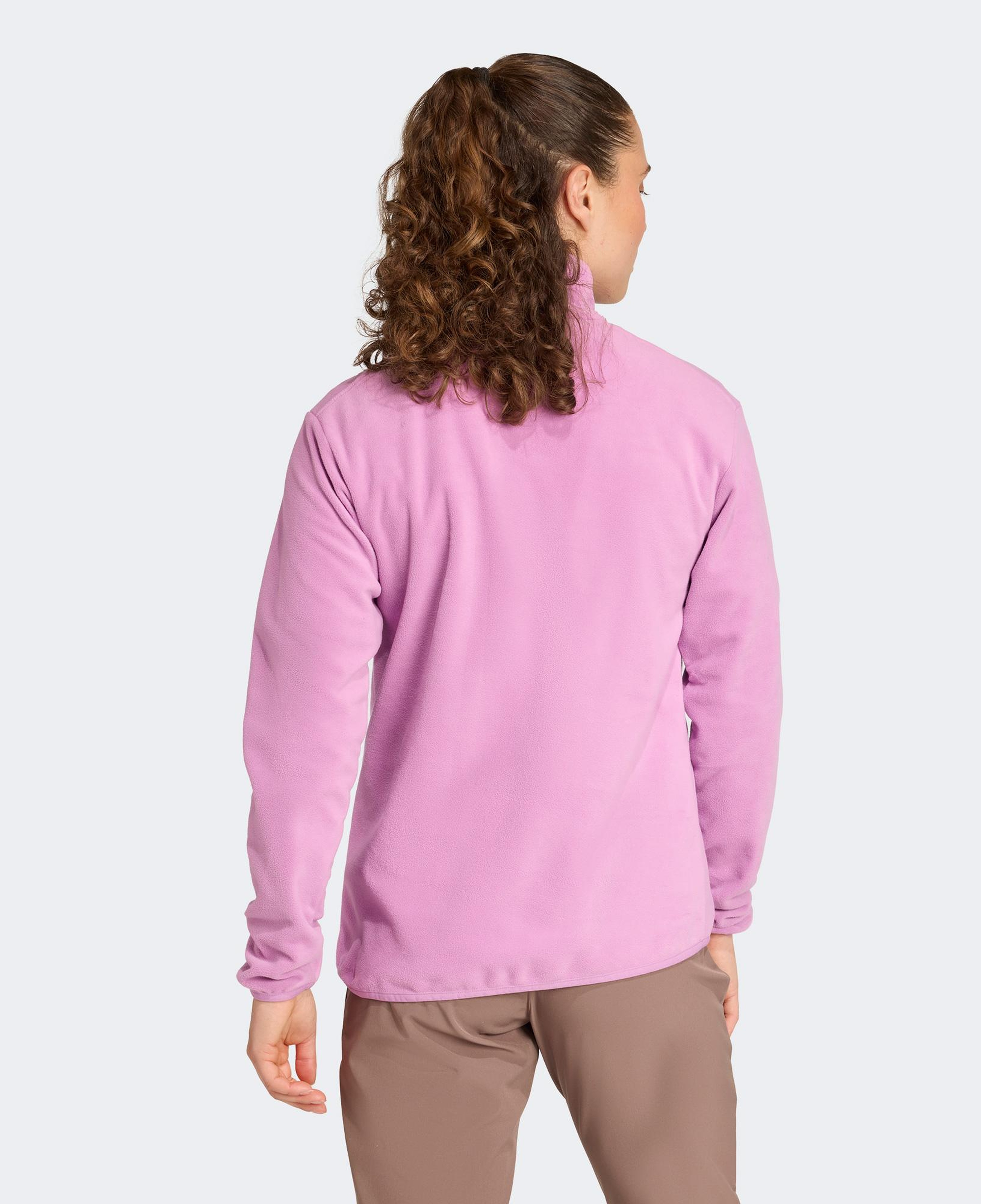 adidas Multi Essentials 1-2 Zip Fleece Kadın Mor Yürüyüş Polar