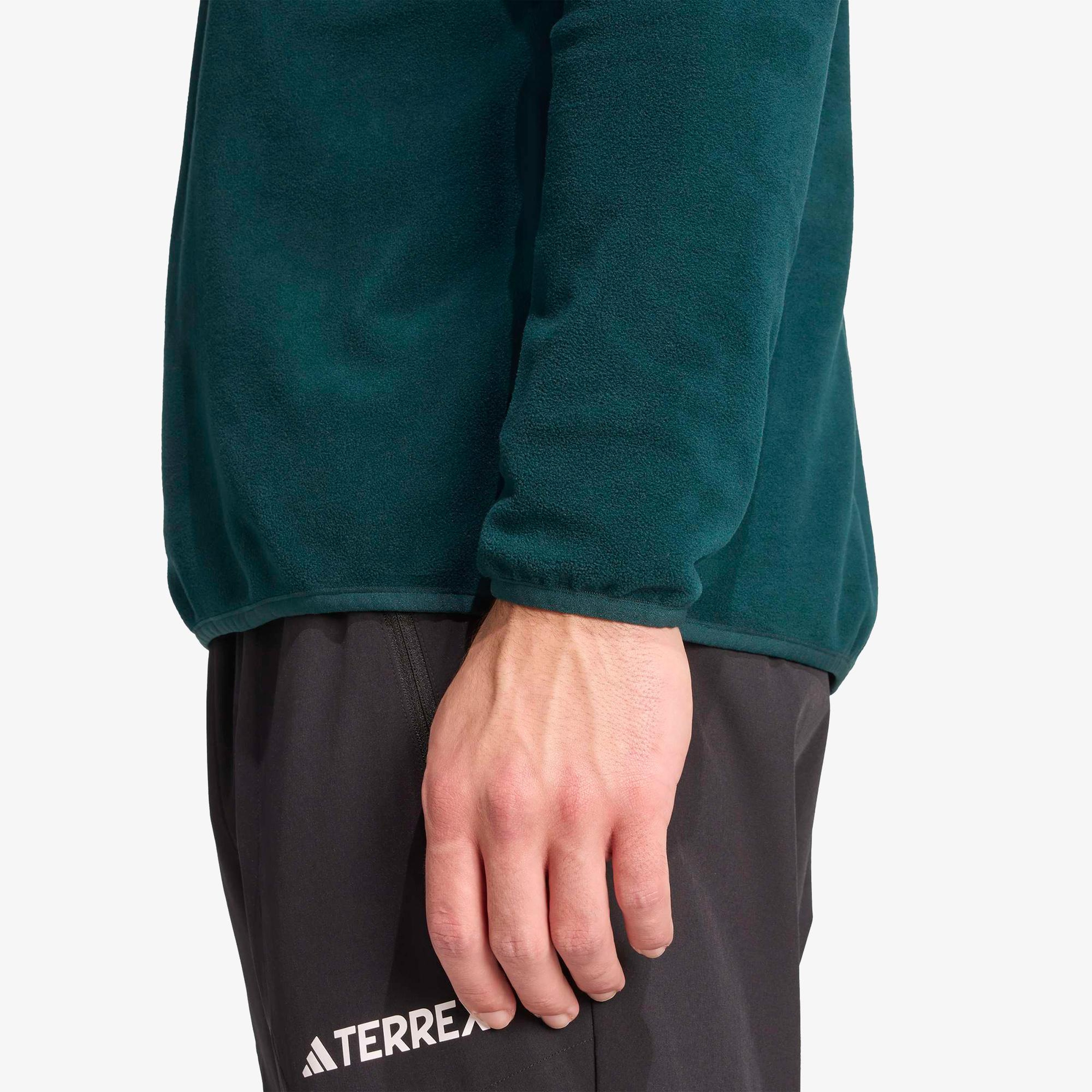 adidas Multi Essentials 1-2 Zip Fleece Erkek Yeşil Yürüyüş Polar