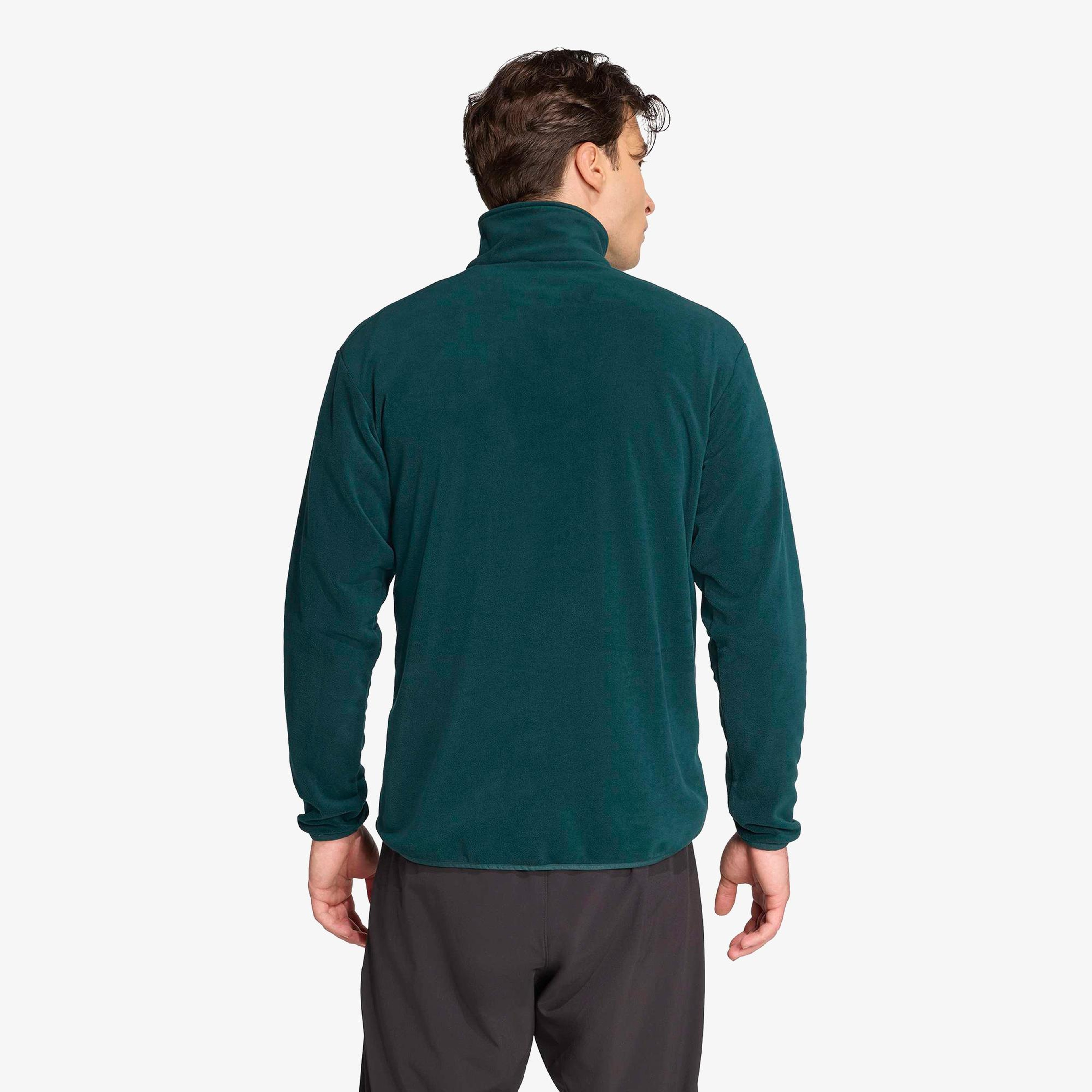 adidas Multi Essentials 1-2 Zip Fleece Erkek Yeşil Yürüyüş Polar
