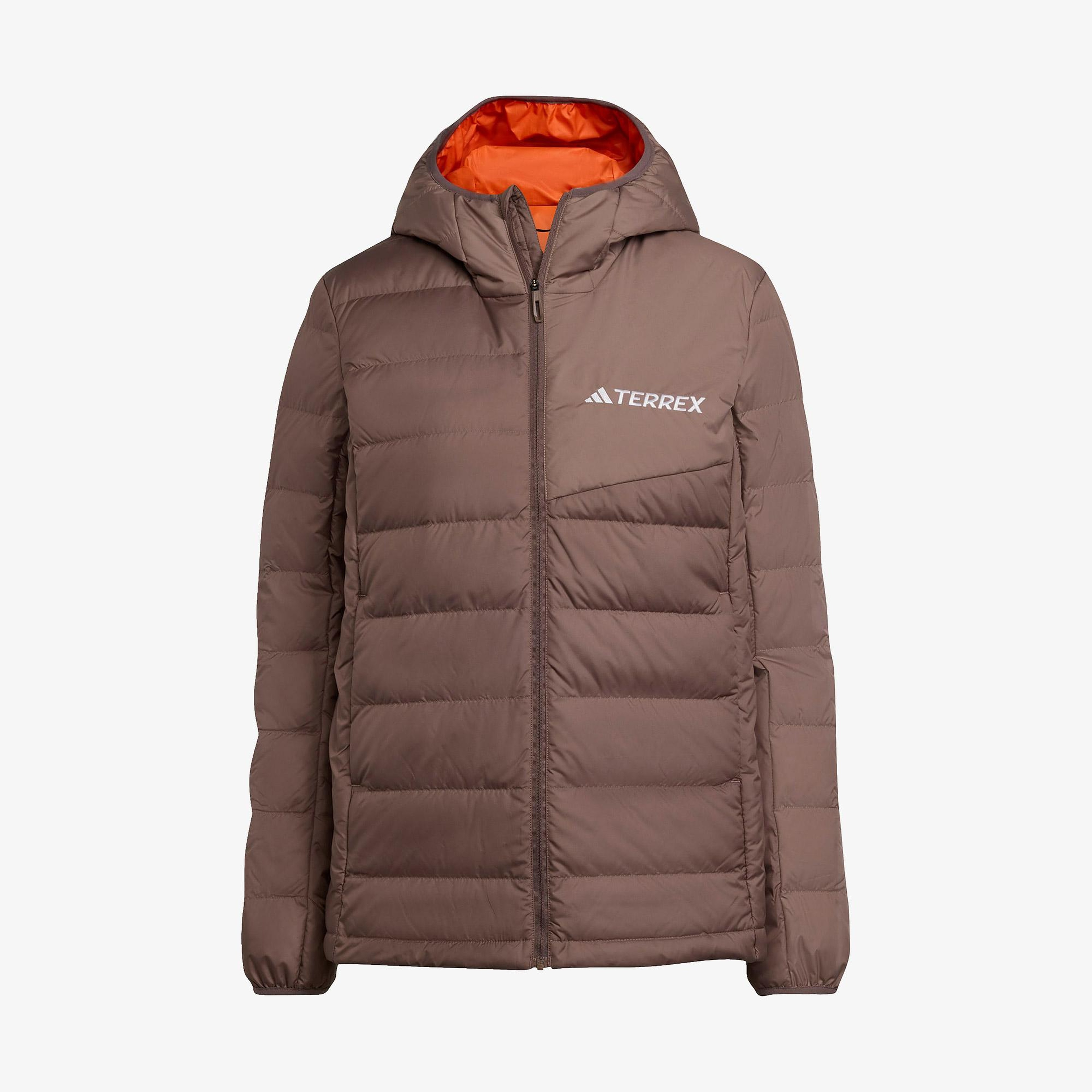 adidas Terrex Multi Light Down Climawarm Kapüşonlu Kadın Kahverengi Yürüyüş Montu