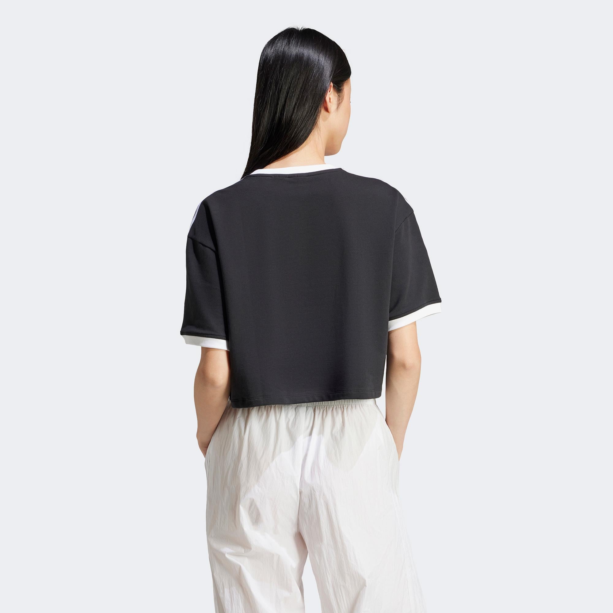 adidas Adicolor 3 Stripes Kadın Siyah Crop T-Shirt